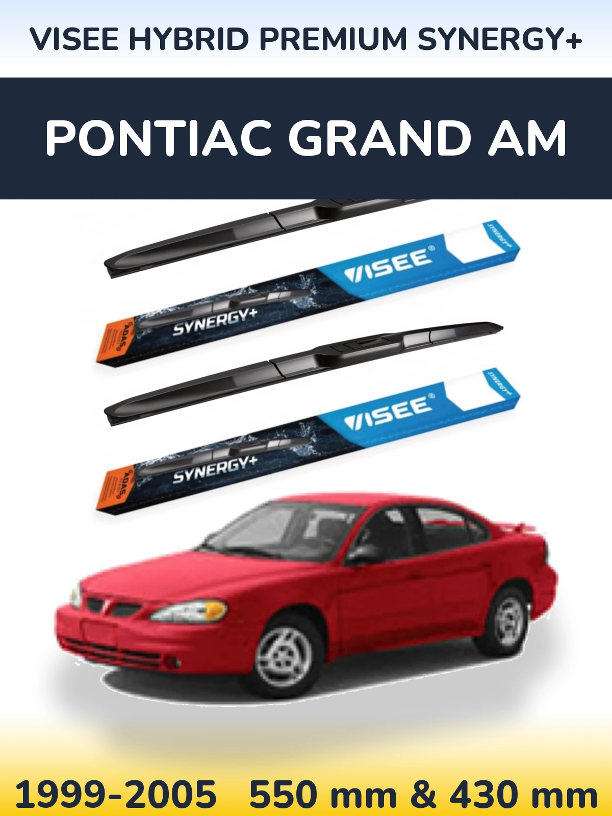 Sada předních stěračů VISEE HYBRID PREMIUM SYNERGY+ 550 a 430 mm pro Pontiac Grand AM 1999-2005