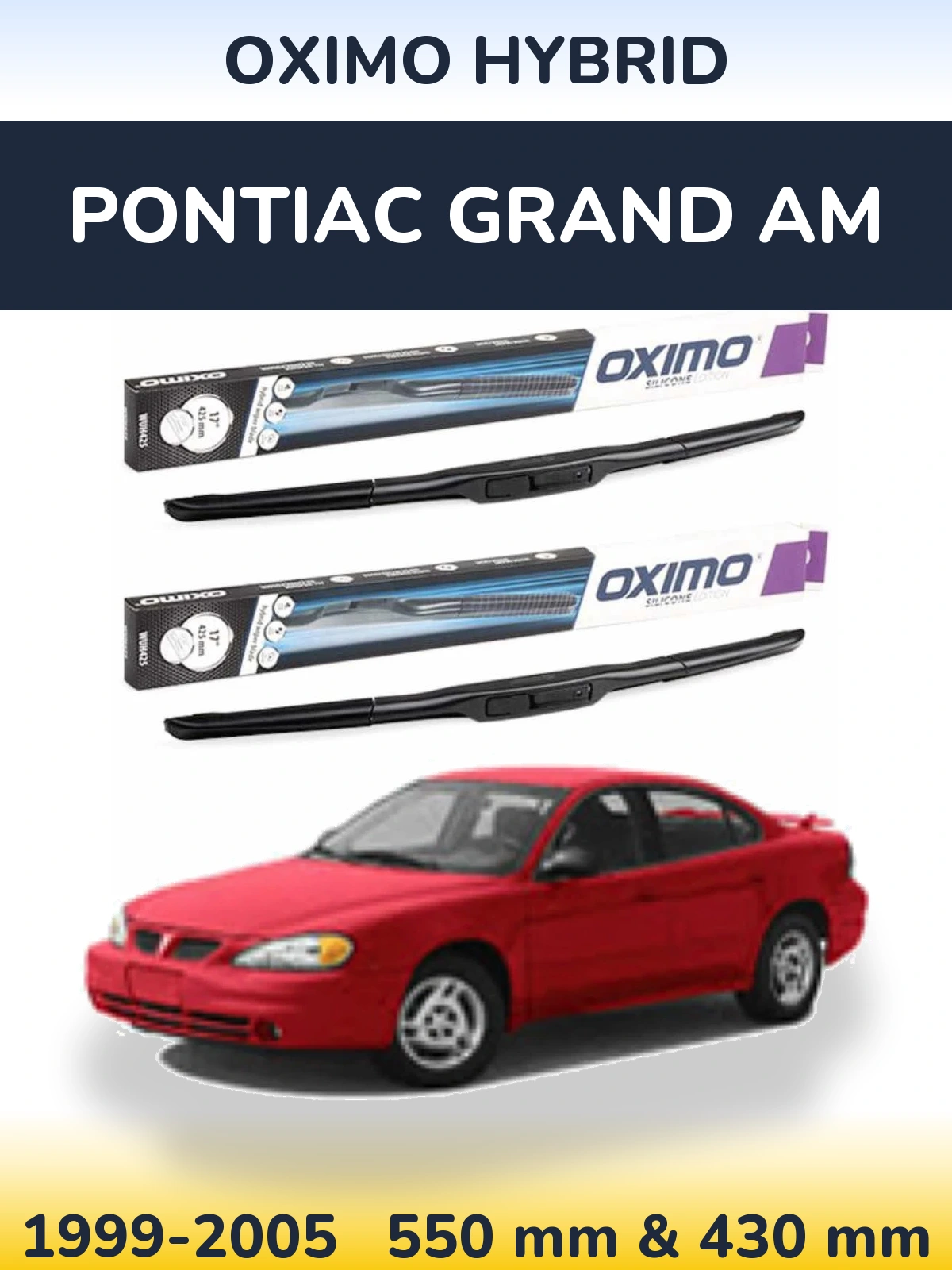 Sada předních stěračů Oximo Hybrid 550 a 430 mm pro Pontiac Grand AM 1999-2005