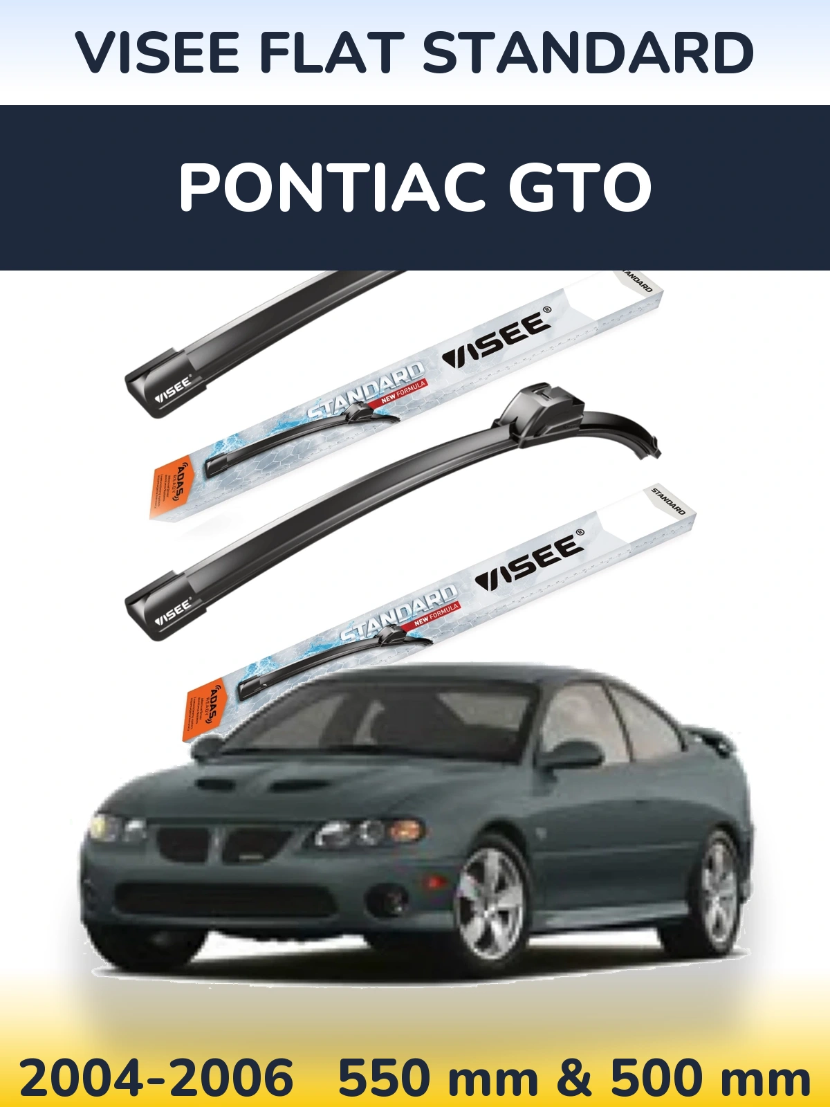 Sada předních stěračů VISEE FLAT STANDARD 550 a 500 mm pro Pontiac GTO 2004-2006