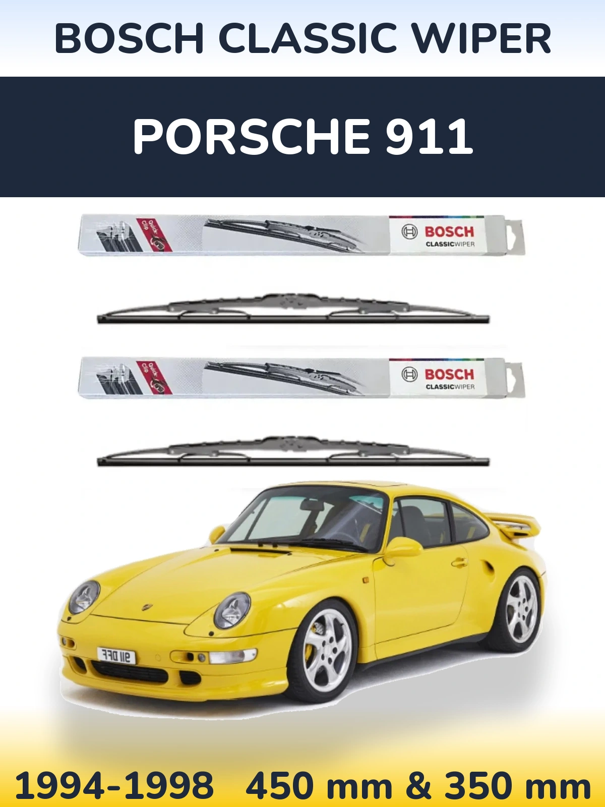 Sada předních stěračů BOSCH Classic Wiper 450 a 340 mm pro Porsche 911 1994-1998