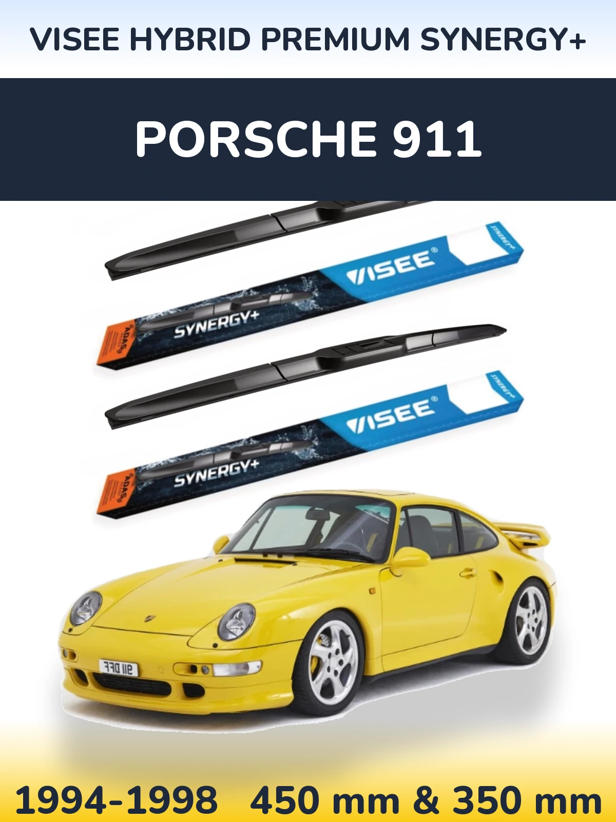 Комплект передніх щіток VISEE HYBRID PREMIUM SYNERGY+ 450 & 350 мм для Porsche 911 1994-1998