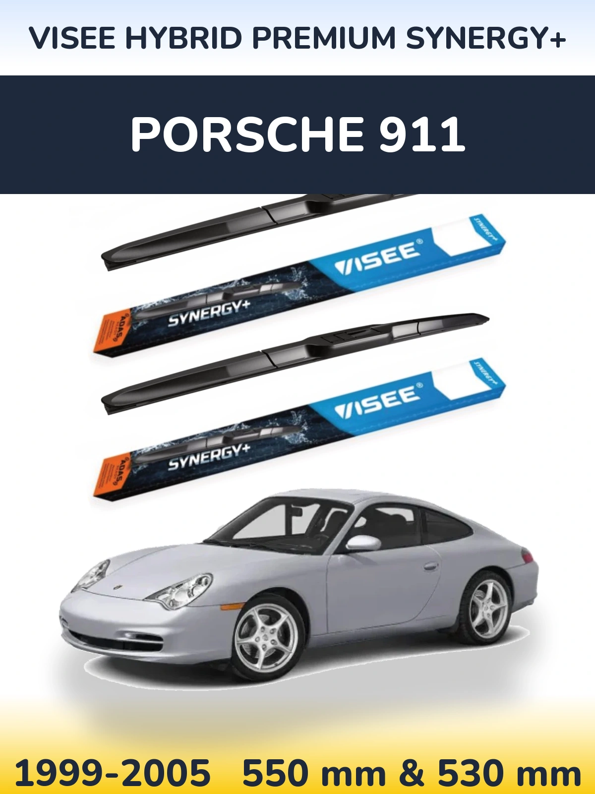Комплект передніх щіток VISEE HYBRID PREMIUM SYNERGY+ 550 & 530 мм для Porsche 911 1999-2005