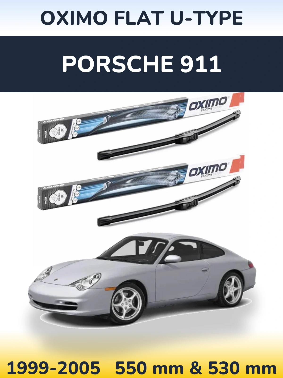 Комплект передніх щіток Oximo Flat U-type 550 & 530 мм для Porsche 911 1999-2005