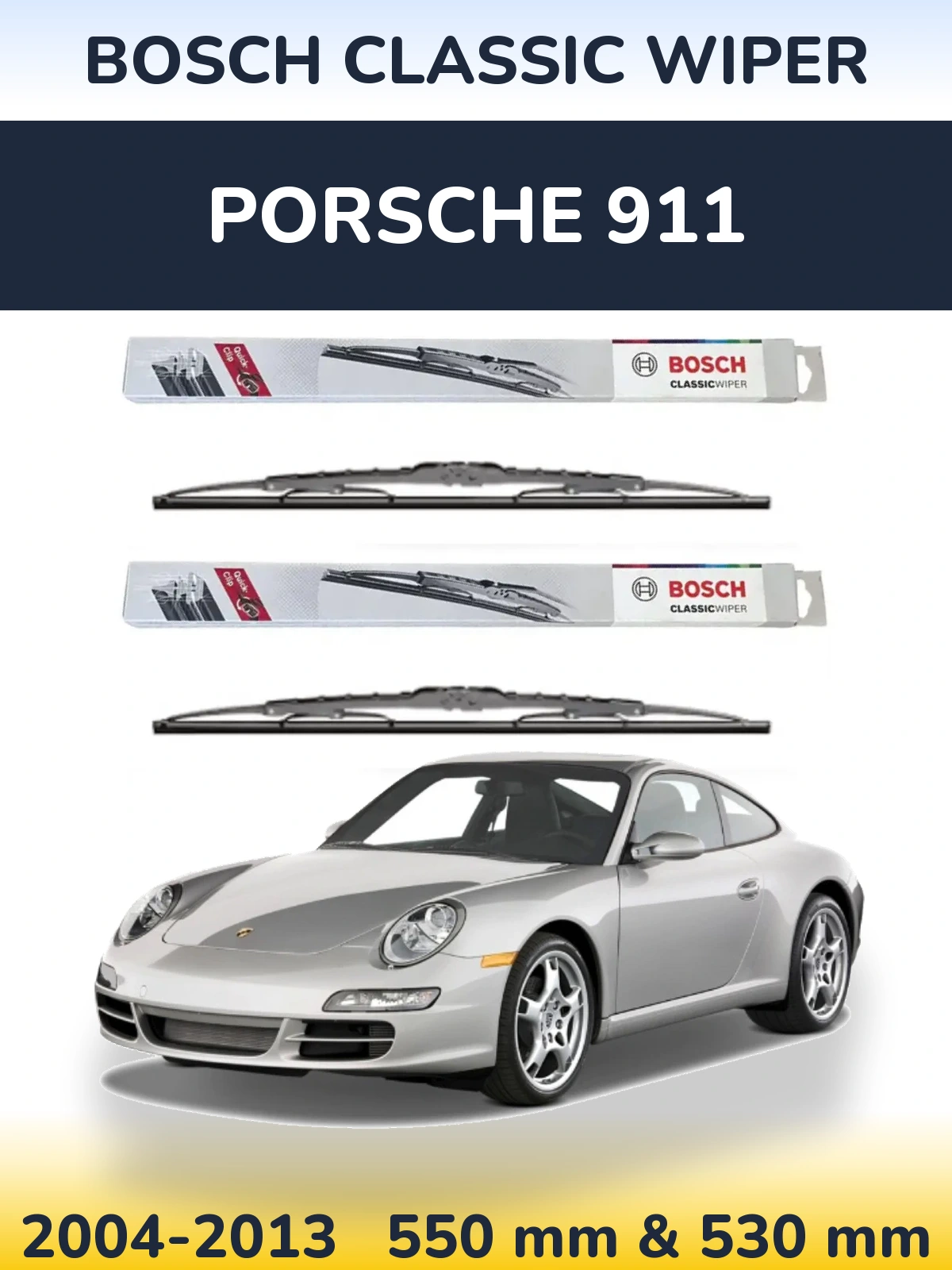 Sada předních stěračů BOSCH Classic Wiper 550 a 530 mm pro Porsche 911 2004-2013