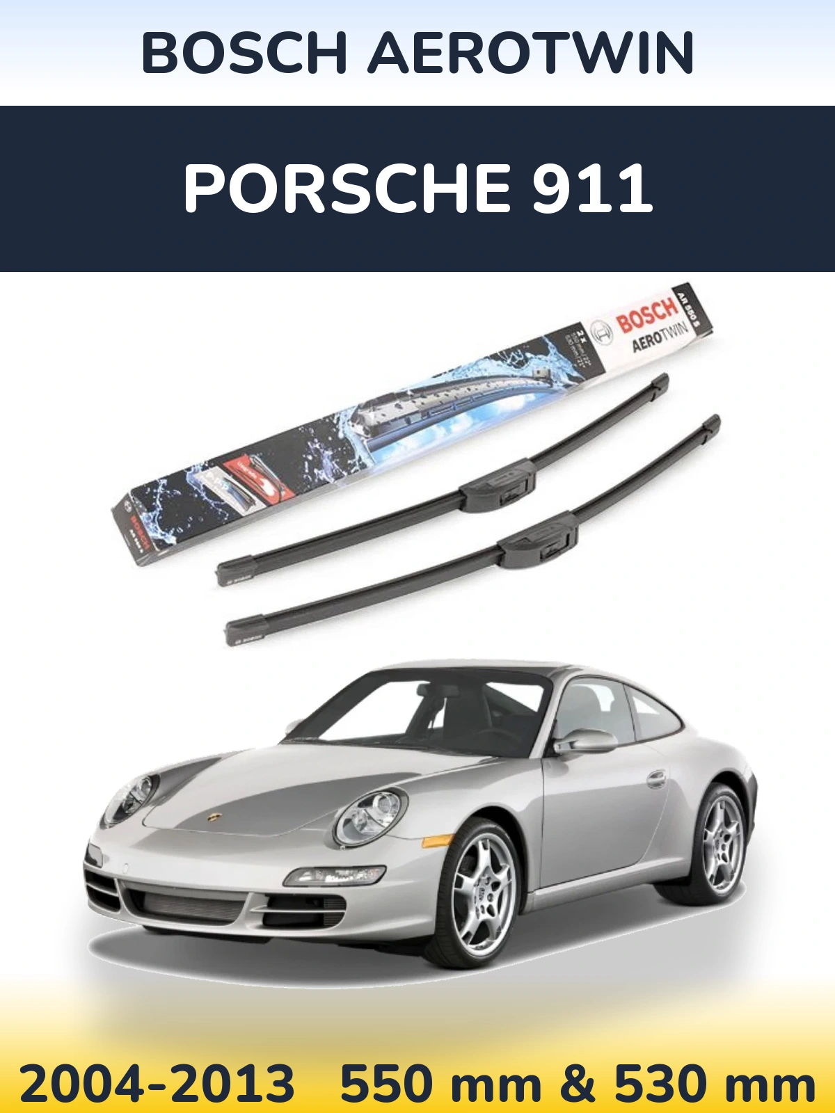 Комплект передніх щіток BOSCH AeroTwin 550 & 530 мм для Porsche 911 2004-2013