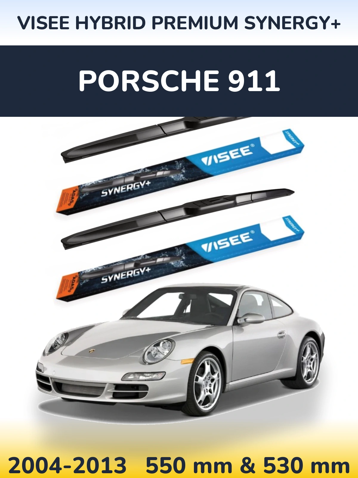 Комплект передніх щіток VISEE HYBRID PREMIUM SYNERGY+ 550 & 530 мм для Porsche 911 2004-2013