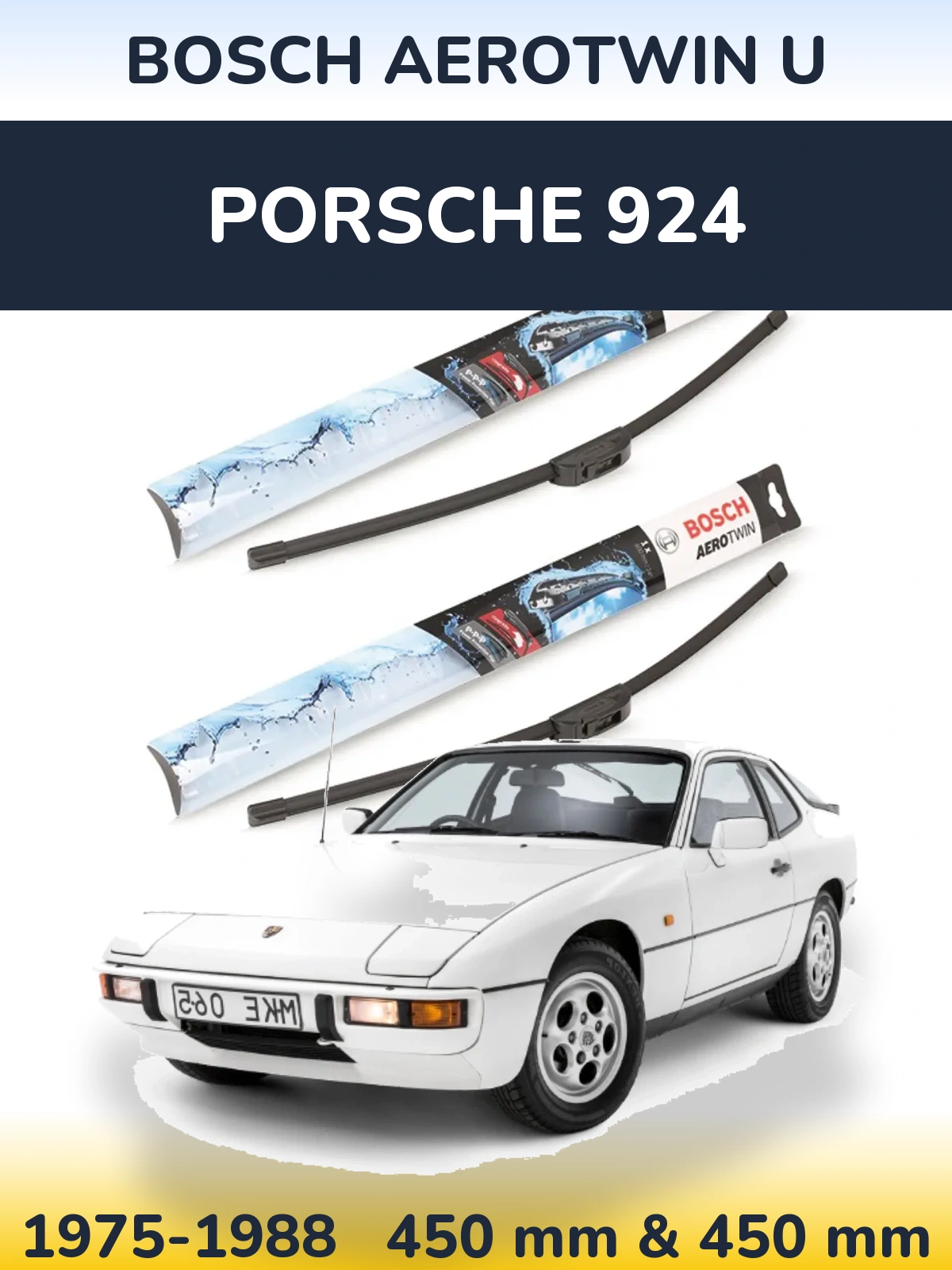 Sada předních stěračů BOSCH AeroTwin U 450 a 450 mm pro Porsche 924 1975-1988