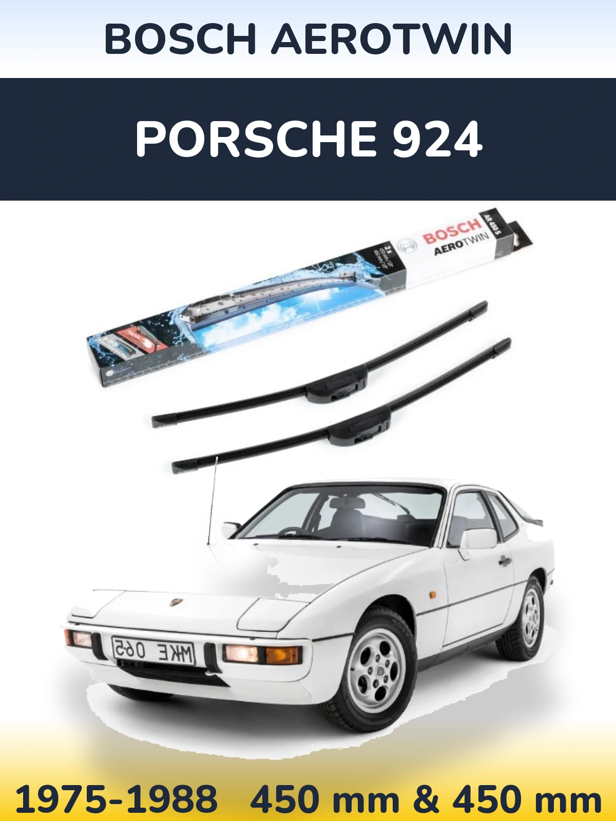 Sada předních stěračů BOSCH AeroTwin 450 a 450 mm pro Porsche 924 1975-1988