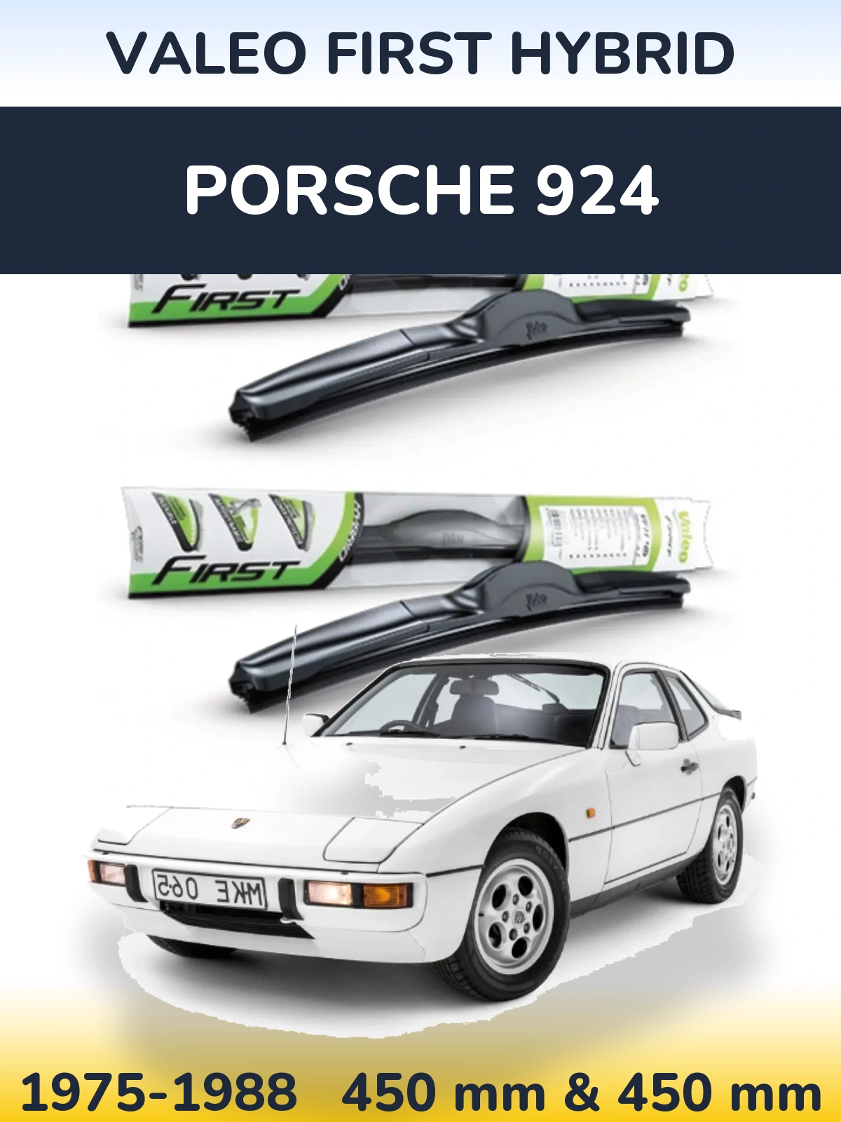Комплект передніх щіток Valeo First Hybrid 450 & 450 мм для Porsche 924 1975-1988