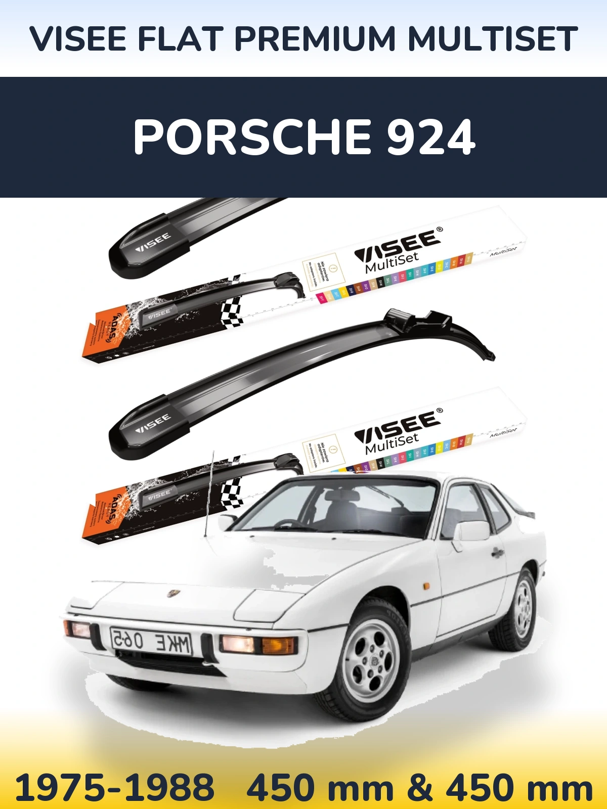 Sada předních stěračů VISEE FLAT PREMIUM MultiSet 450 a 450 mm pro Porsche 924 1975-1988