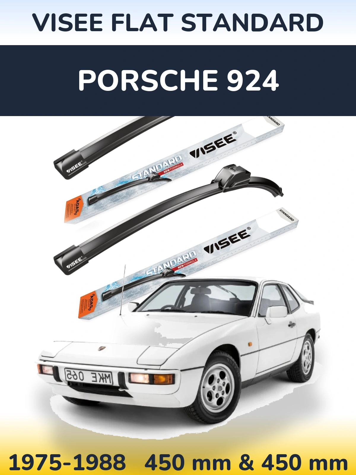 Sada předních stěračů VISEE FLAT STANDARD 450 a 450 mm pro Porsche 924 1975-1988