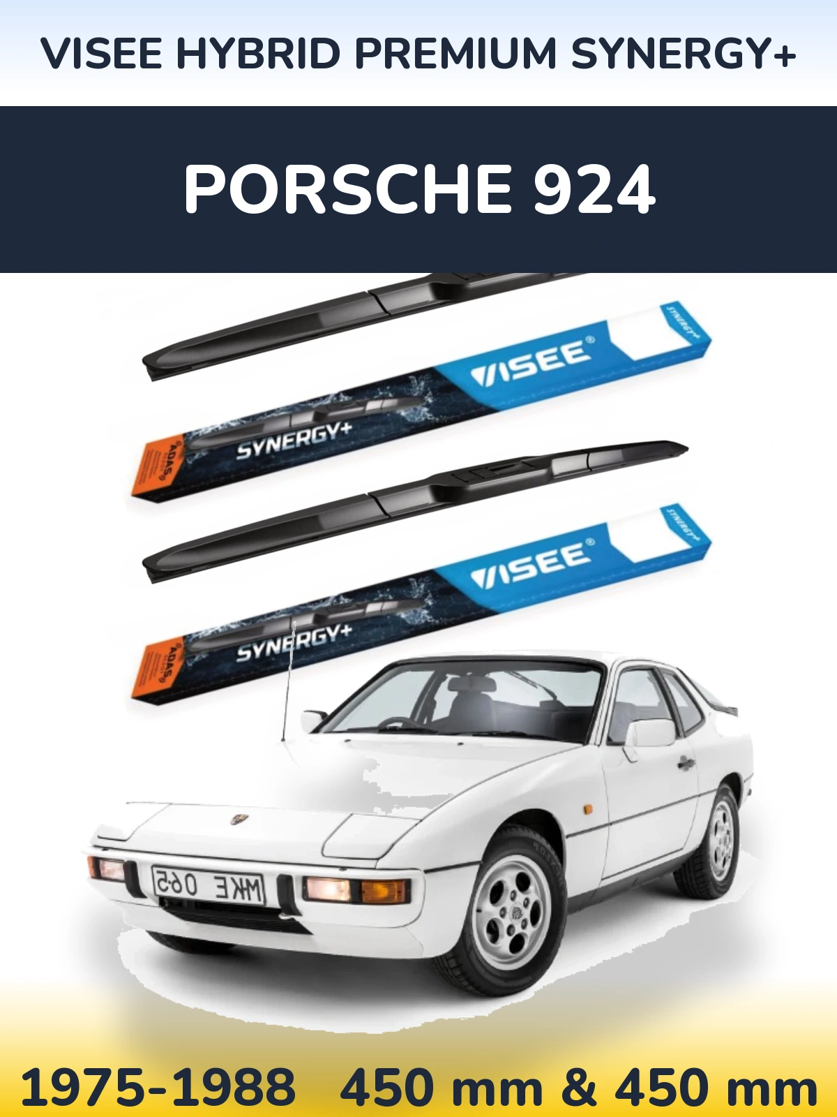 Комплект передніх щіток VISEE HYBRID PREMIUM SYNERGY+ 450 & 450 мм для Porsche 924 1975-1988