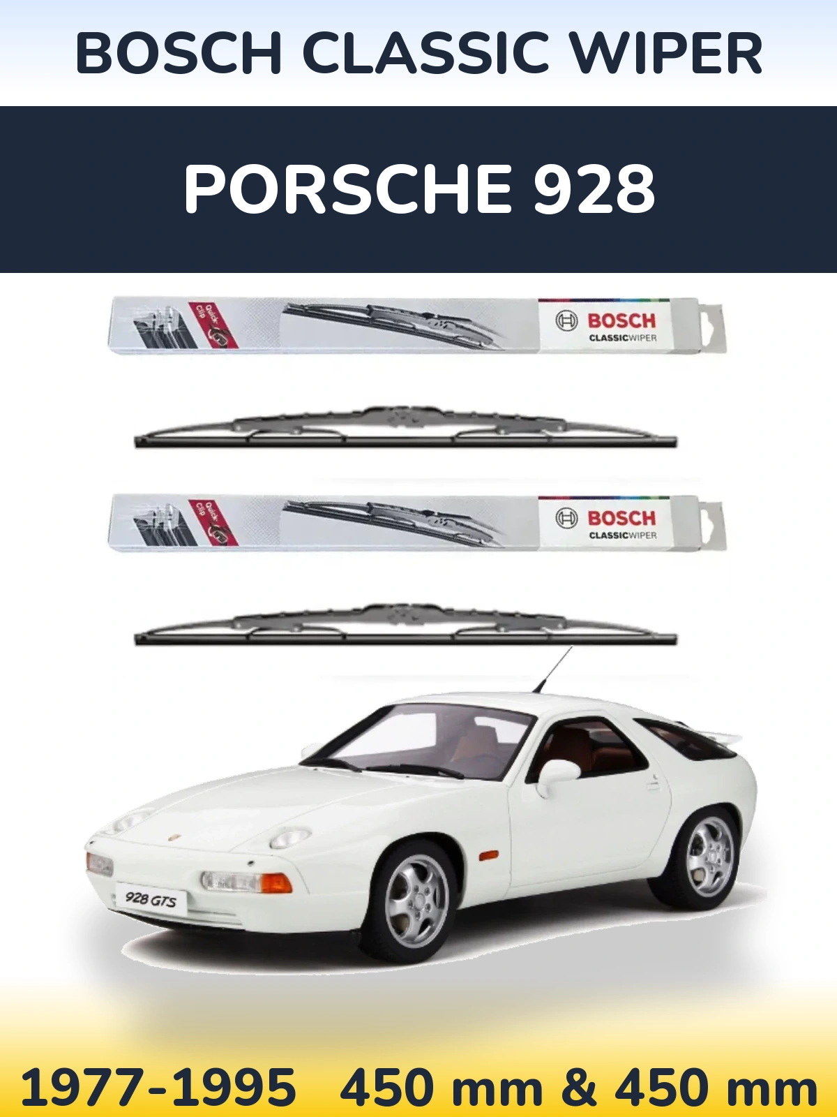 Sada předních stěračů BOSCH Classic Wiper 450 a 450 mm pro Porsche 928 1977-1995
