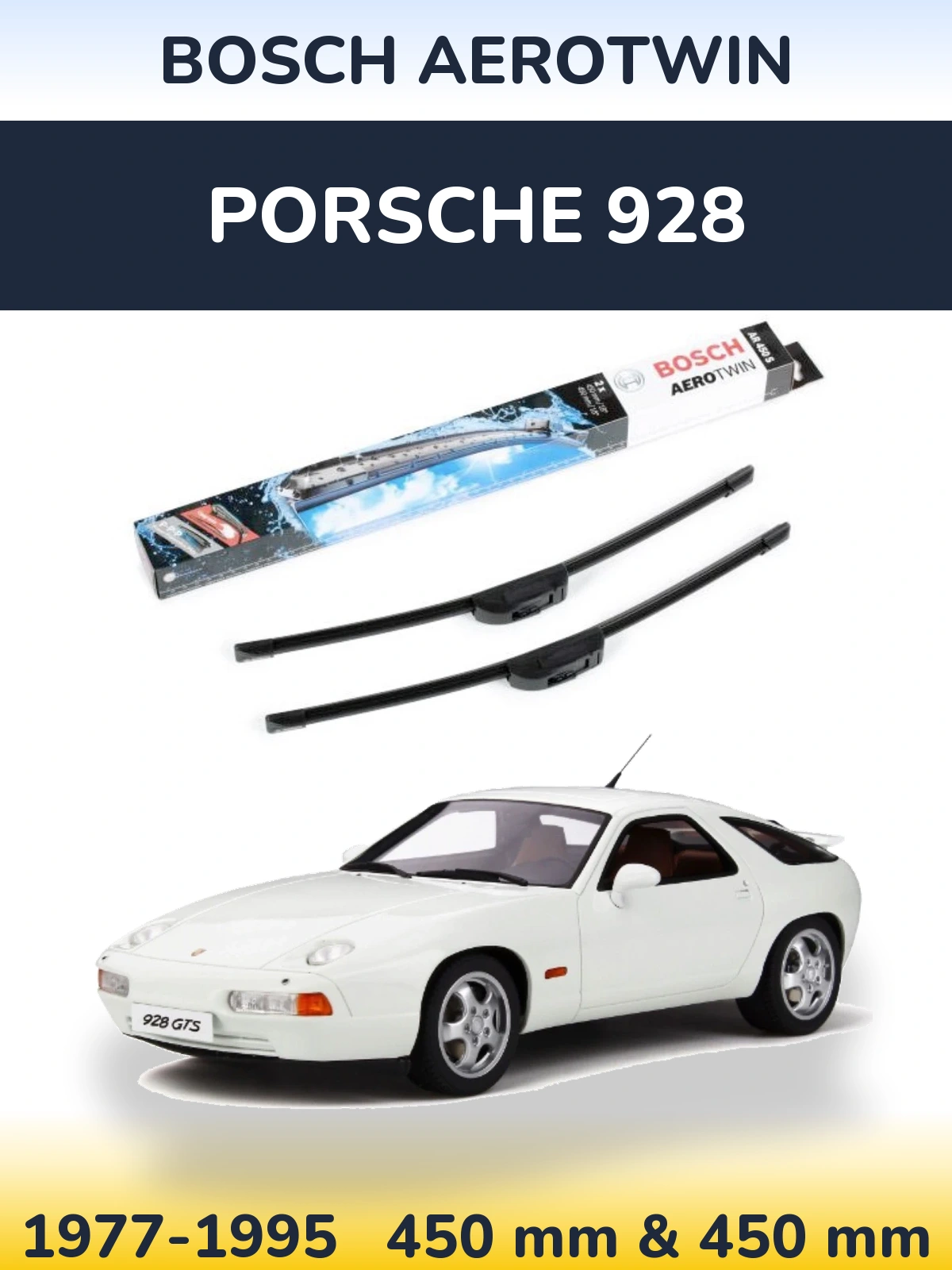Комплект передніх щіток BOSCH AeroTwin 450 & 450 мм для Porsche 928 1977-1995