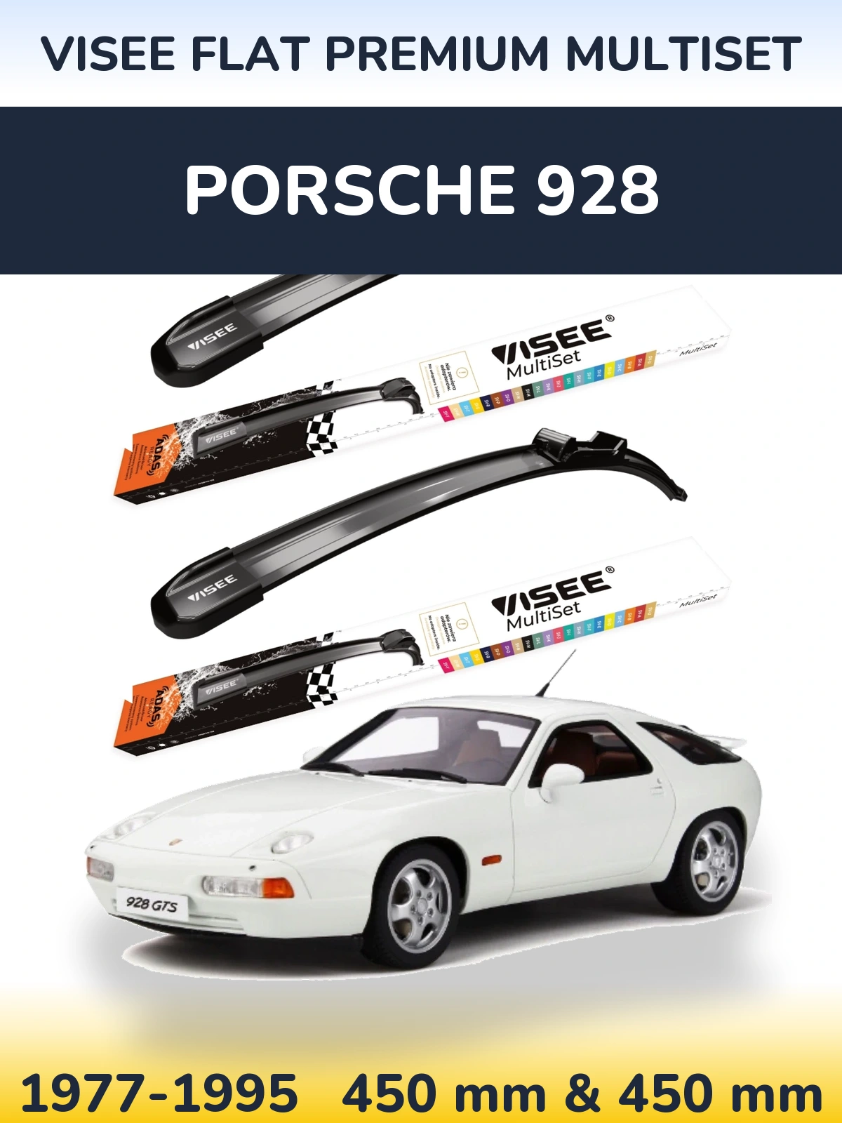 Sada předních stěračů VISEE FLAT PREMIUM MultiSet 450 a 450 mm pro Porsche 928 1977-1995