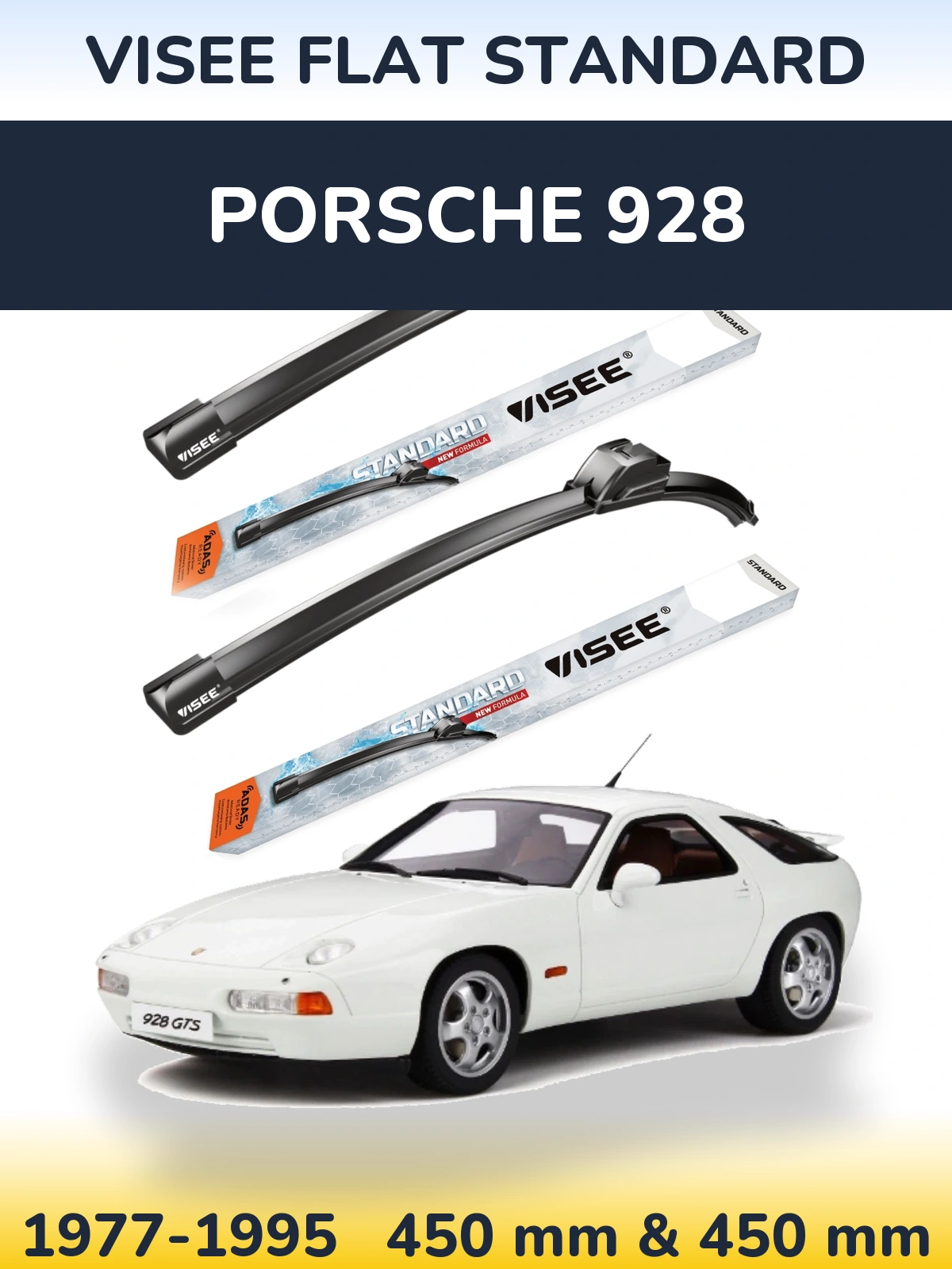 Sada předních stěračů VISEE FLAT STANDARD 450 a 450 mm pro Porsche 928 1977-1995
