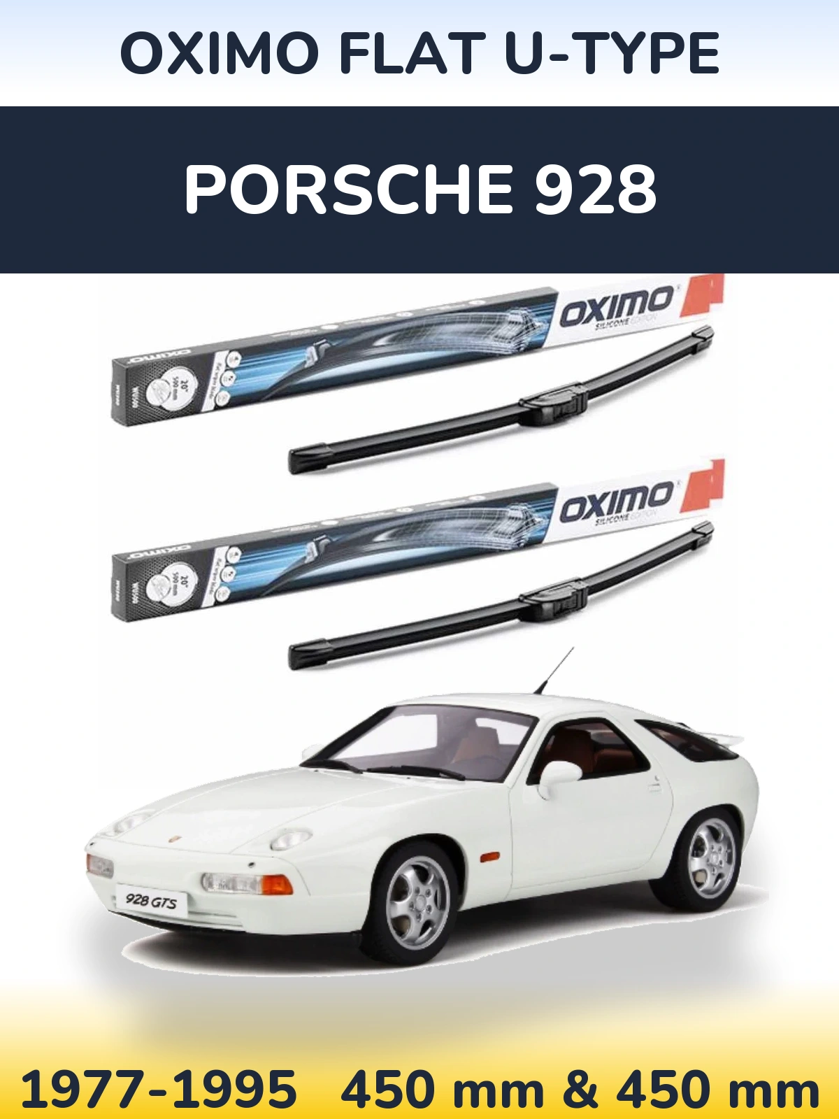 Sada předních stěračů Oximo Flat U-type 450 a 450 mm pro Porsche 928 1977-1995