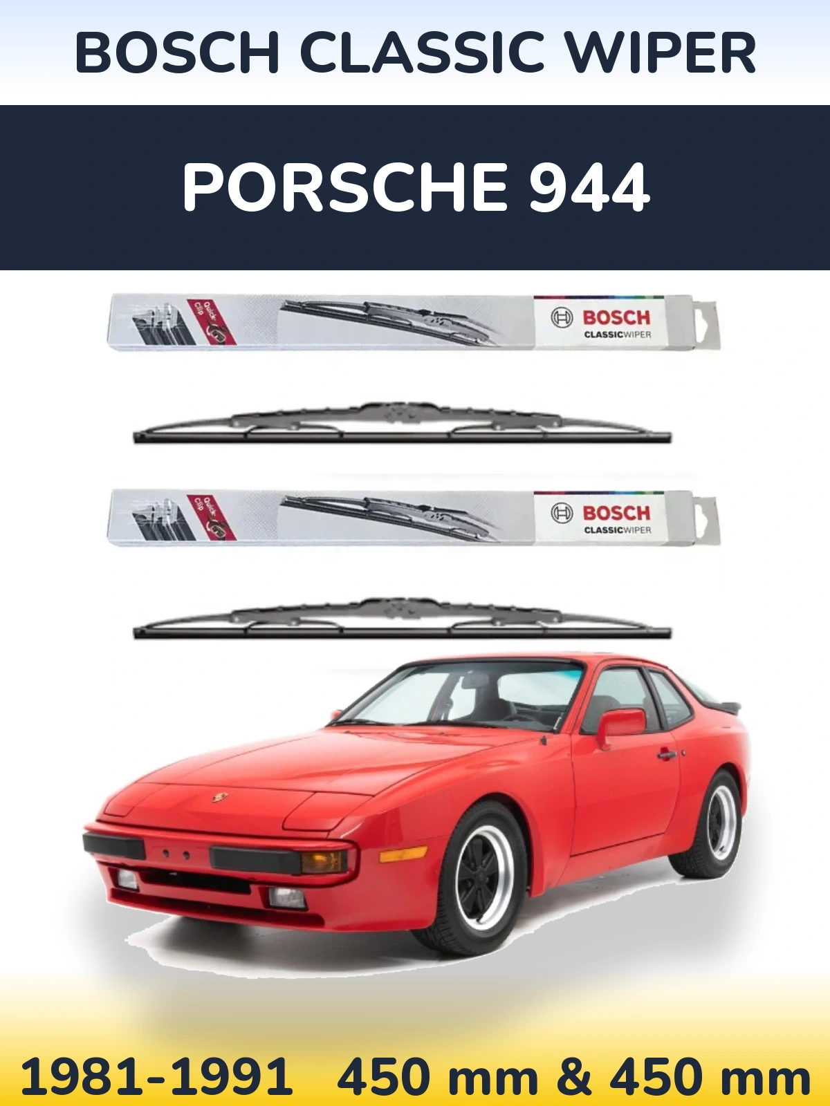 Sada předních stěračů BOSCH Classic Wiper 450 a 450 mm pro Porsche 944 1981-1991