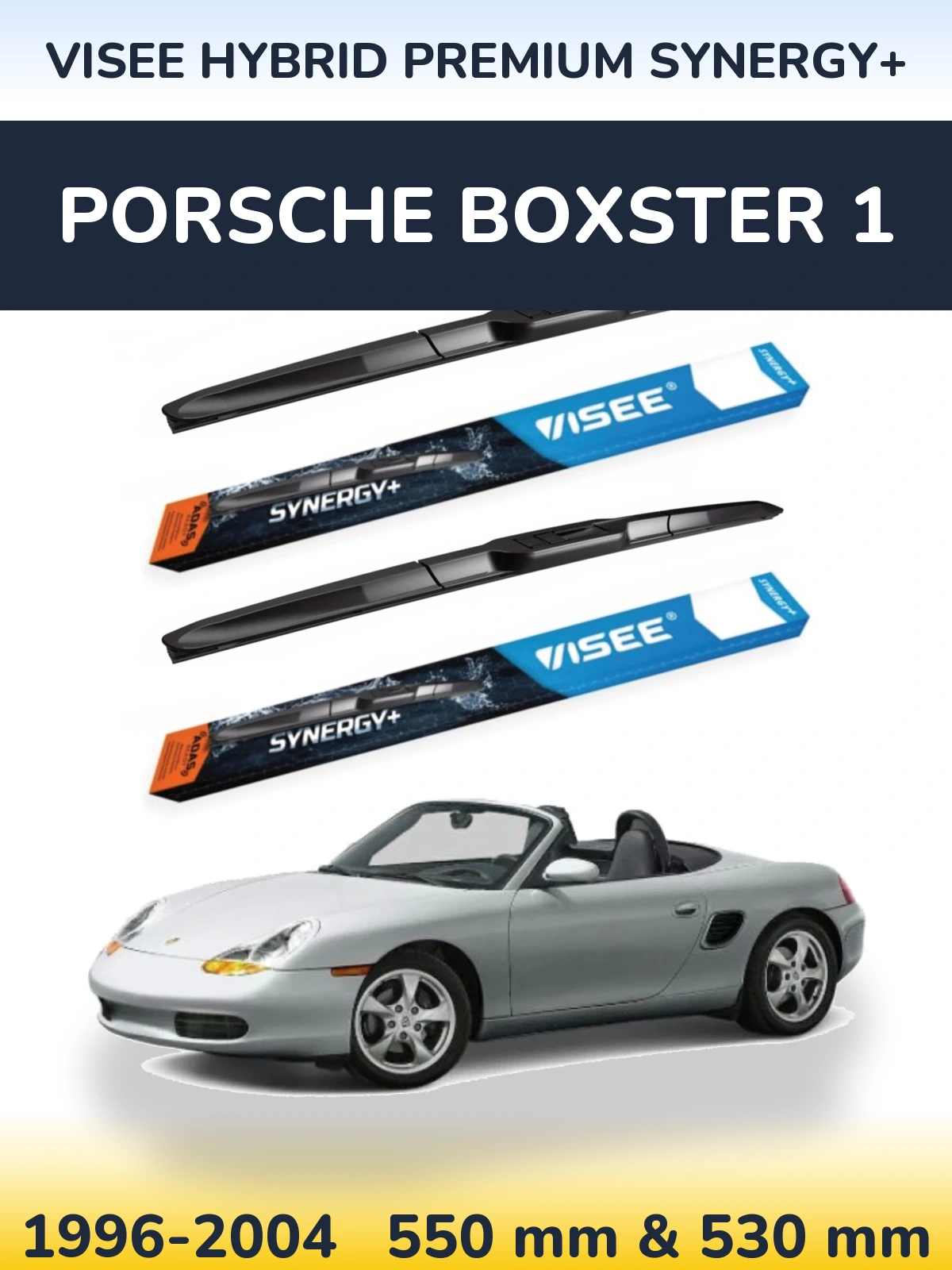Sada předních stěračů VISEE HYBRID PREMIUM SYNERGY+ 550 a 530 mm pro Porsche Boxster 1 1996-2004
