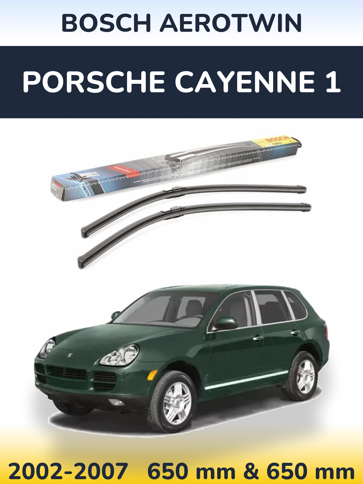 Sada předních stěračů BOSCH AeroTwin 650 a 650 mm pro Porsche Cayenne 1 2002-2007