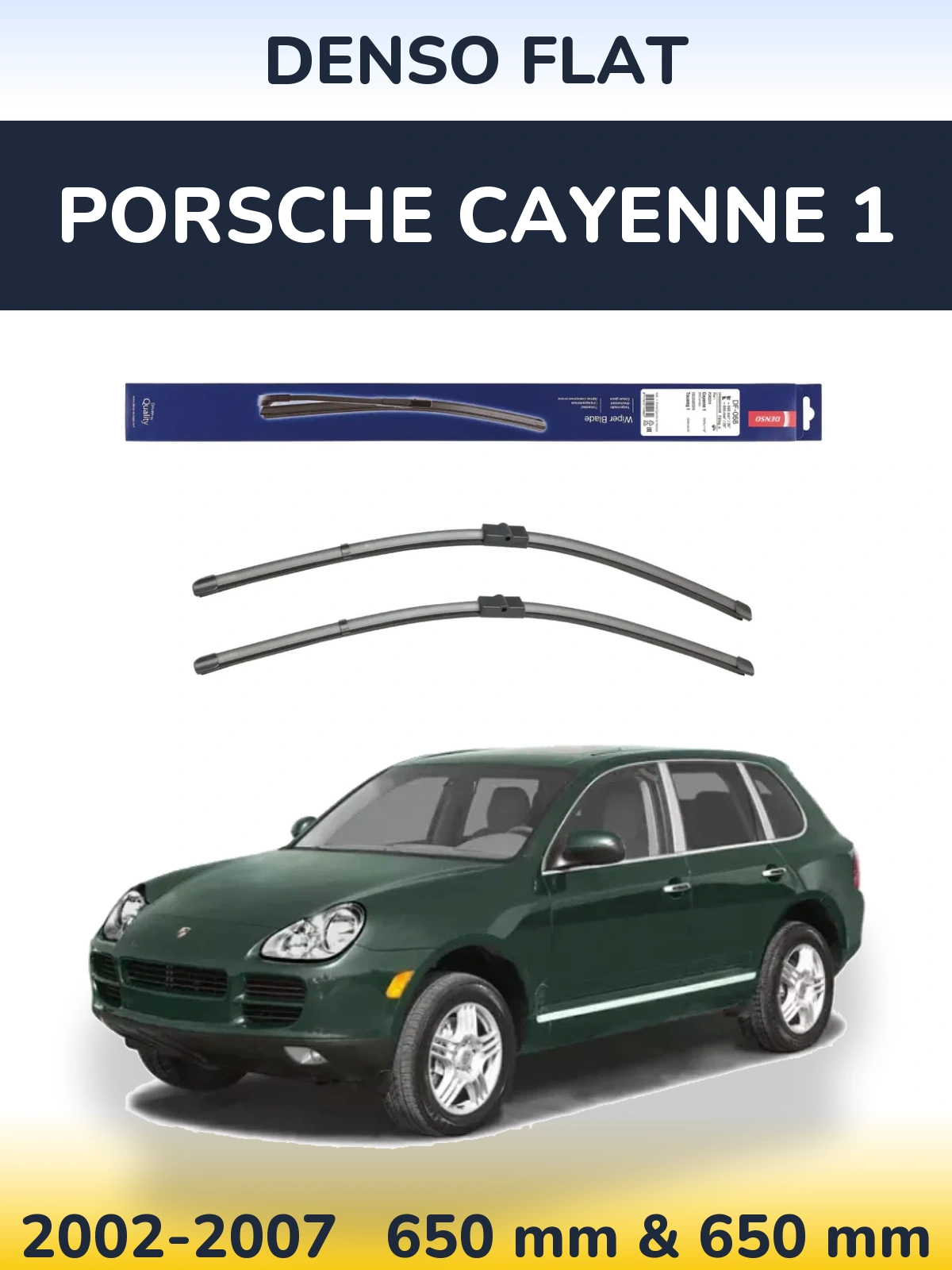 Sada předních stěračů Denso Flat 650 a 650 mm pro Porsche Cayenne 1 2002-2007