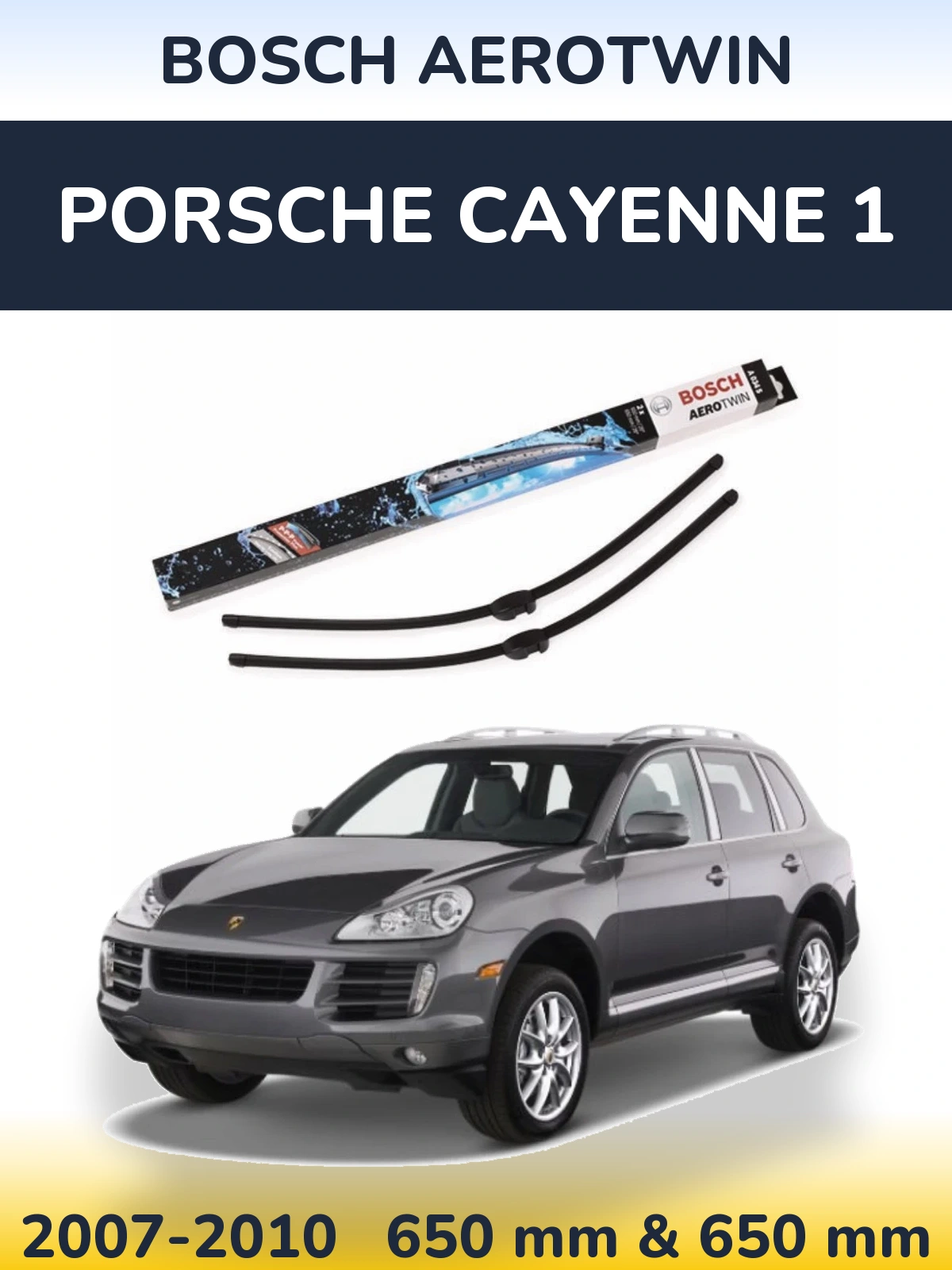 Sada předních stěračů BOSCH AeroTwin 650 a 650 mm pro Porsche Cayenne 1 2007-2010