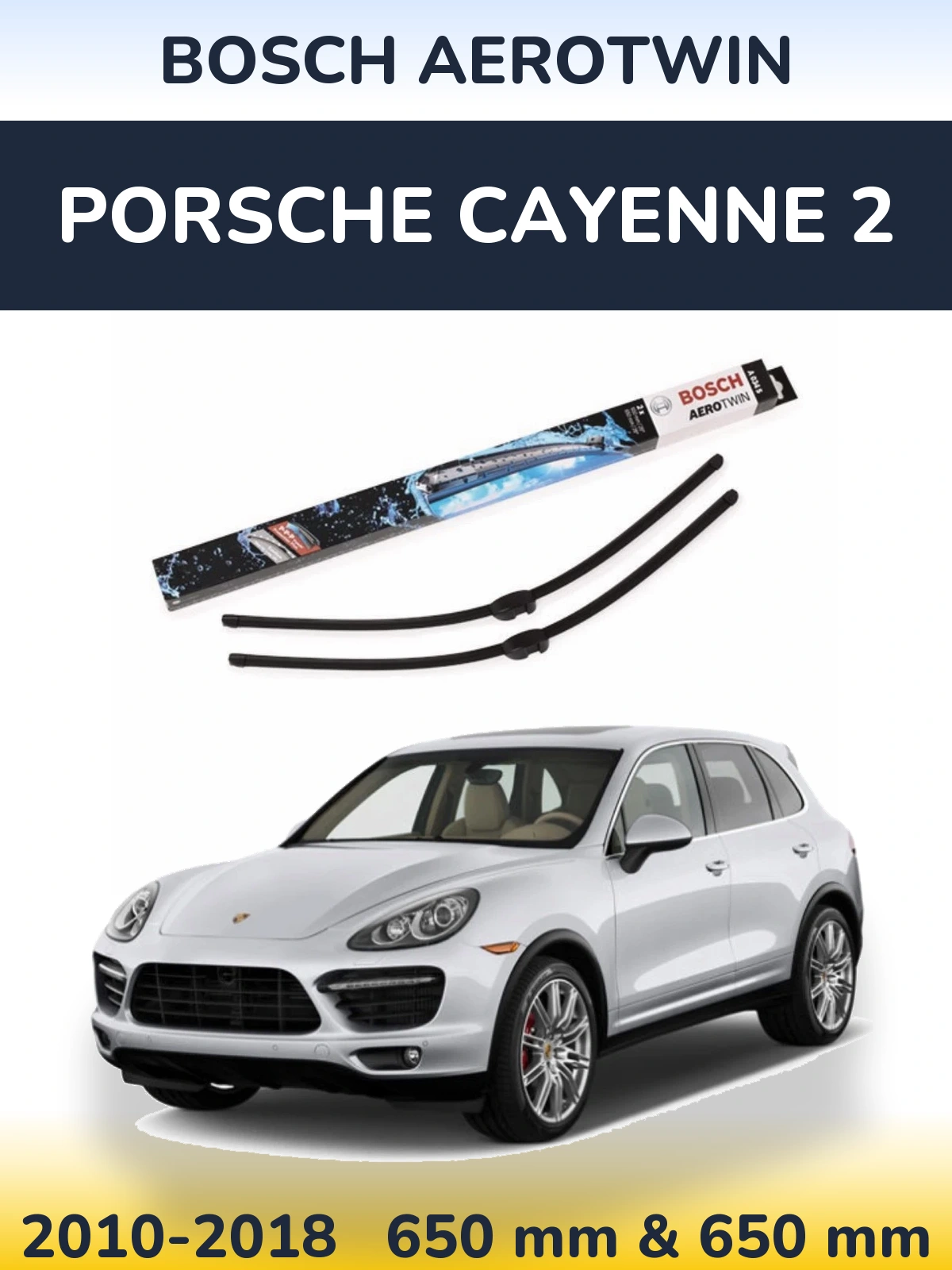 Sada předních stěračů BOSCH AeroTwin 650 a 650 mm pro Porsche Cayenne 2 2010-2018