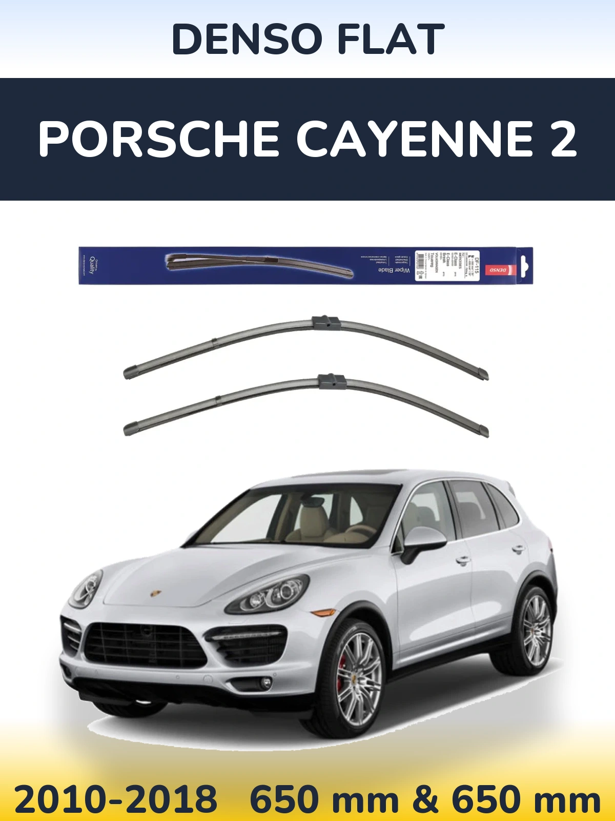 Sada předních stěračů Denso Flat 650 a 650 mm pro Porsche Cayenne 2 2010-2018