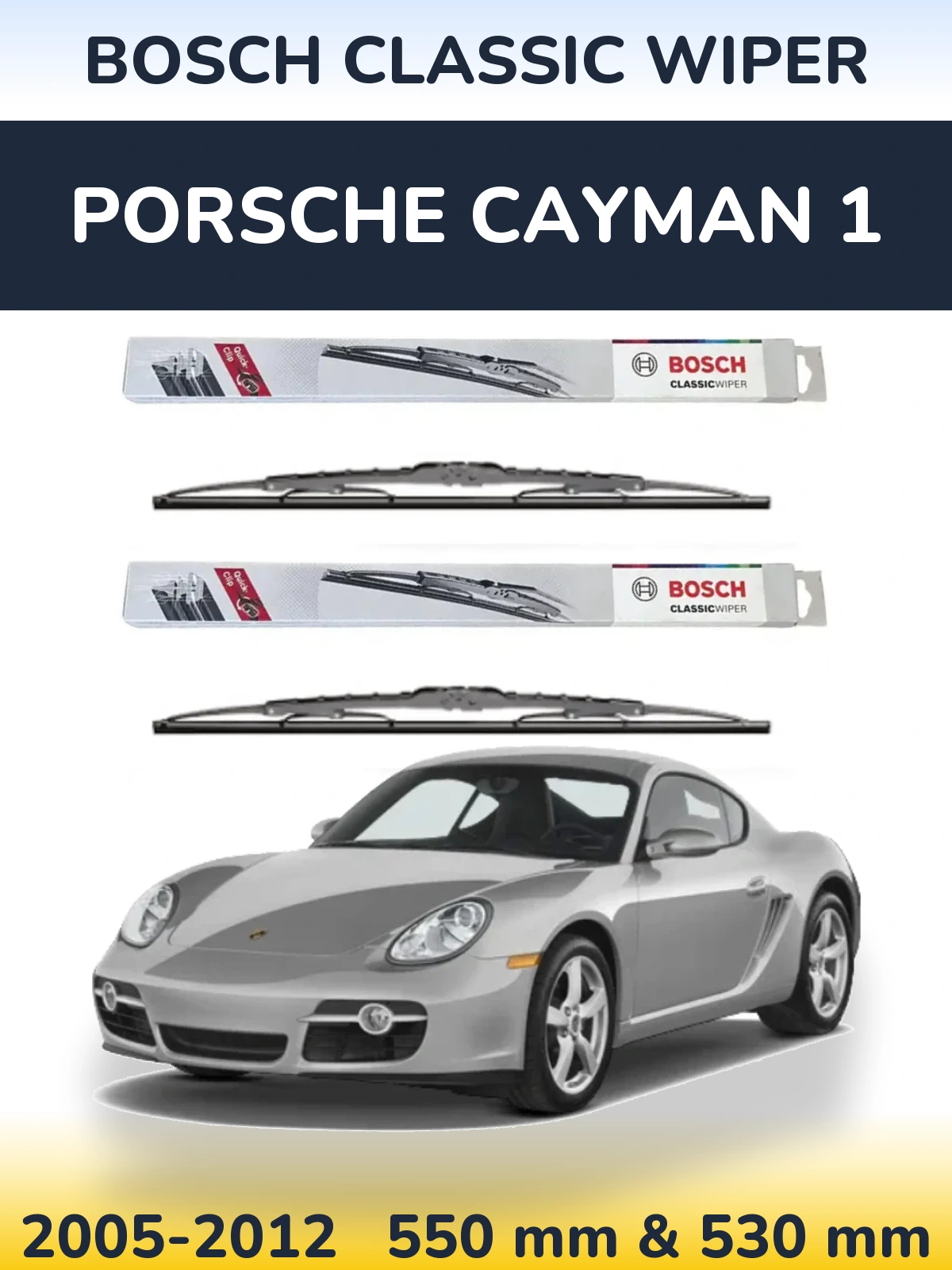 Sada předních stěračů BOSCH Classic Wiper 550 a 530 mm pro Porsche Cayman 1 2005-2012