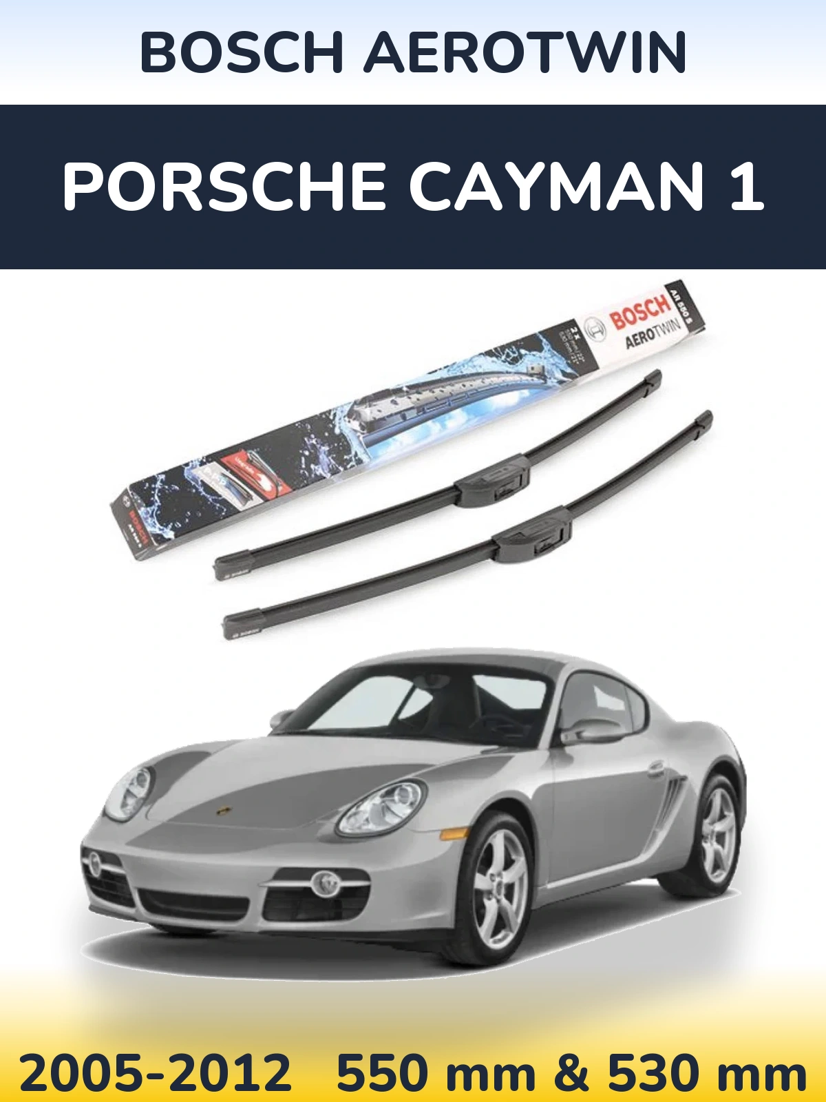 Комплект передніх щіток BOSCH AeroTwin 550 & 530 мм для Porsche Cayman 1 2005-2012