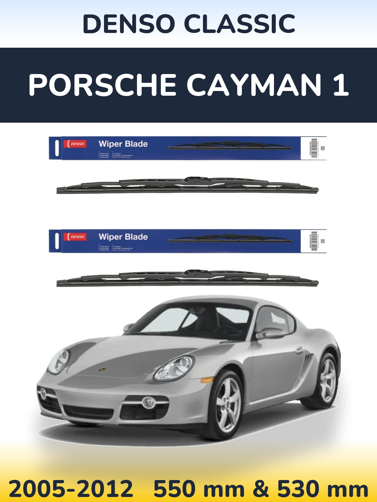 Sada předních stěračů Denso Classic 550 a 530 mm pro Porsche Cayman 1 2005-2012
