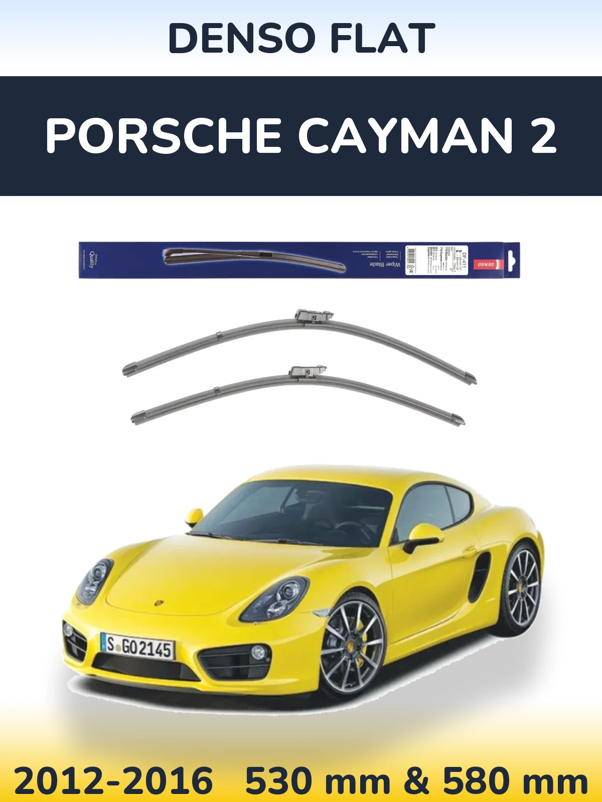Sada předních stěračů Denso Flat 530 a 580 mm pro Porsche Cayman 2 2012-2016