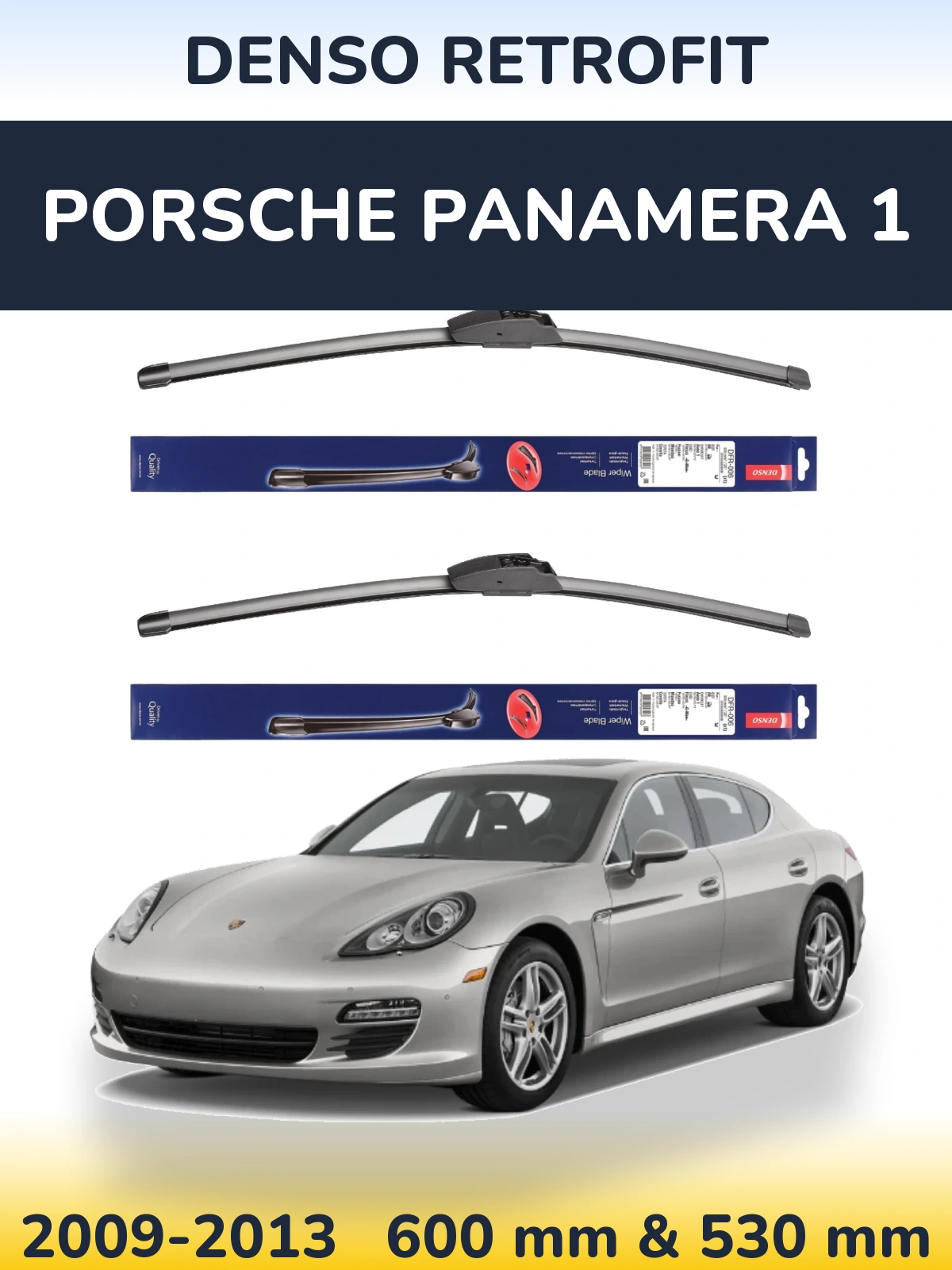 Комплект передніх щіток Denso Retrofit 600 & 530 мм для Porsche Panamera 1 2009-2013