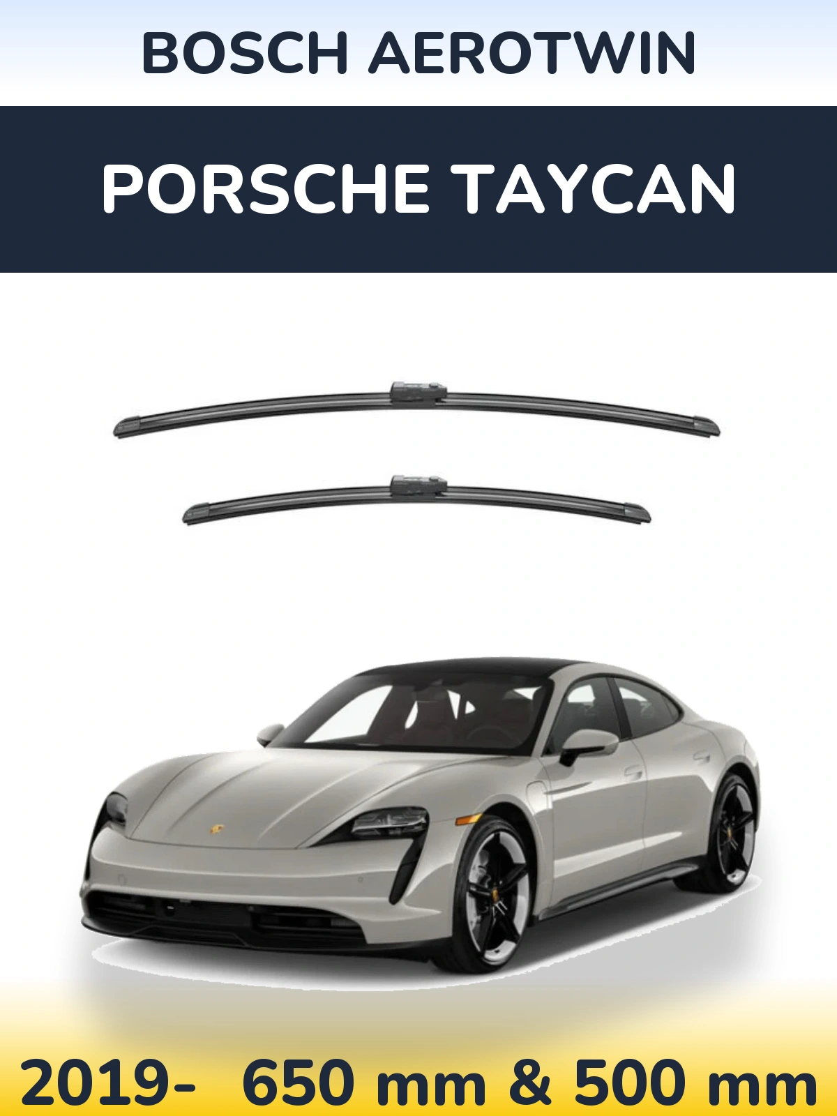 Sada předních stěračů BOSCH AeroTwin 650 a 500 mm pro Porsche Taycan 2019-2026