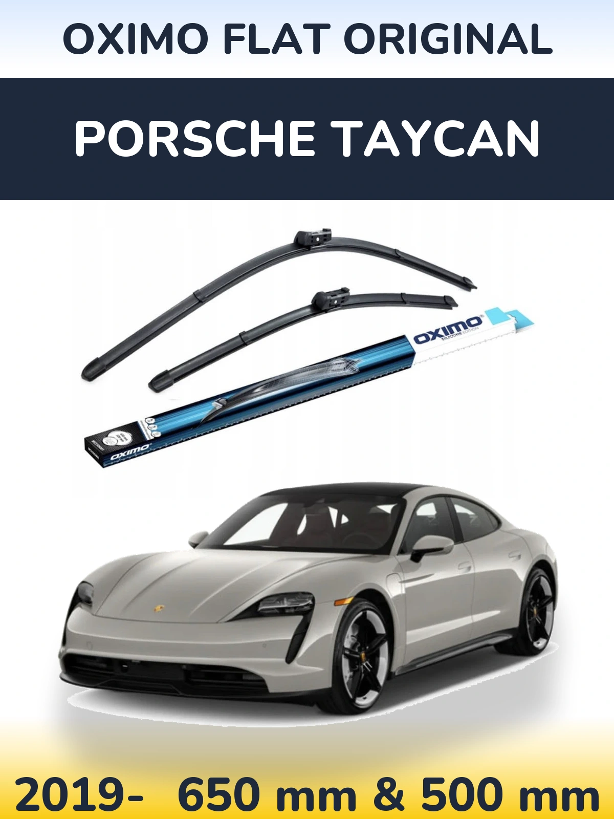Sada předních stěračů Oximo Flat Original 650 a 500 mm pro Porsche Taycan 2019-2026