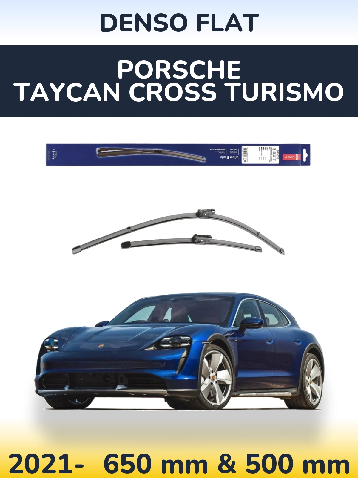 Sada předních stěračů Denso Flat 630 a 500 mm pro Porsche Taycan Cross Turismo 2021-2026