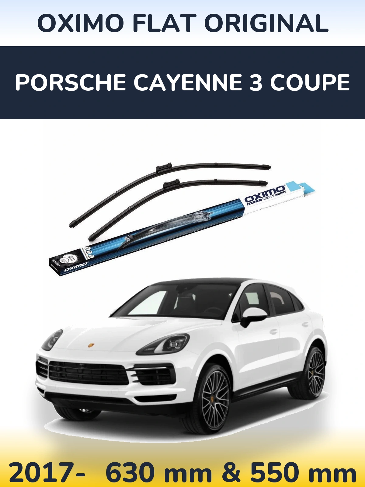 Sada předních stěračů Oximo Flat Original 630 a 550 mm pro Porsche Cayenne 3 Coupe 2017-2026