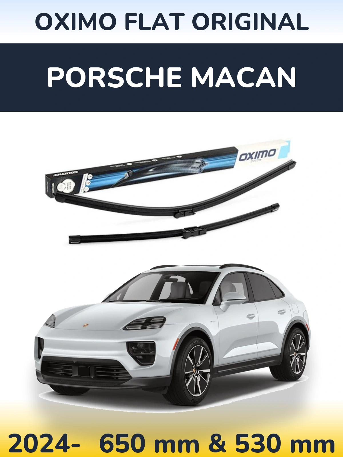 Sada předních stěračů Oximo Flat Original 650 a 530 mm pro Porsche Macan 2024-2026