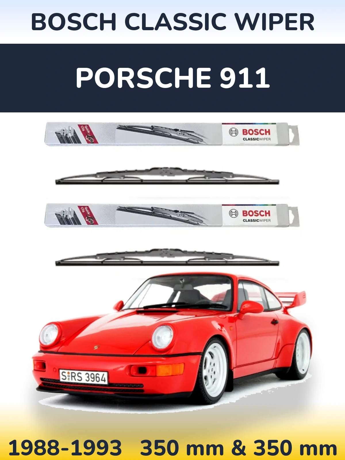 Sada předních stěračů BOSCH Classic Wiper 340 a 340 mm pro Porsche 911 1988-1993
