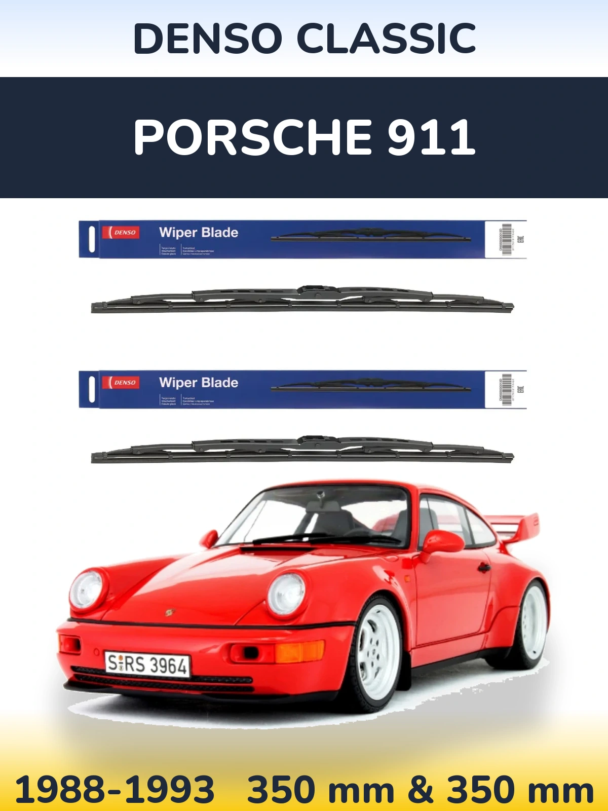 Sada předních stěračů Denso Classic 350 a 350 mm pro Porsche 911 1988-1993
