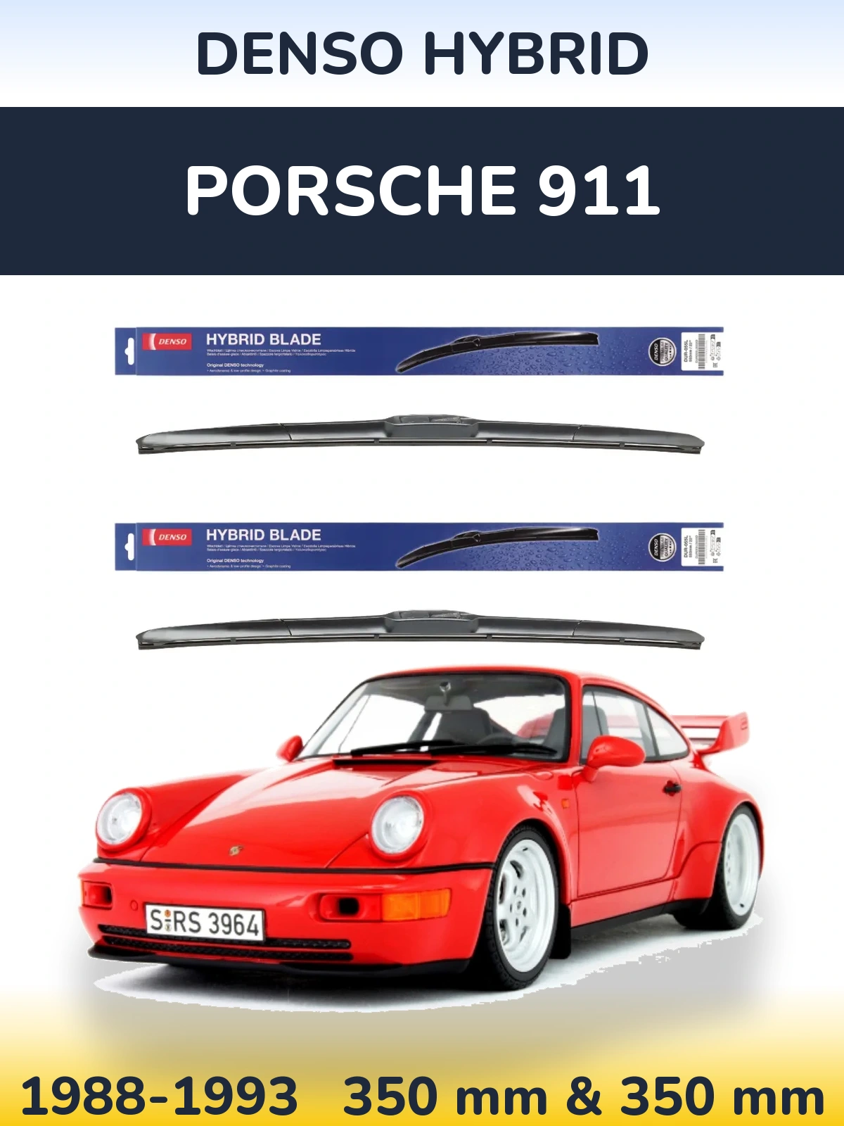 Sada předních stěračů Denso Hybrid 350 a 350 mm pro Porsche 911 1988-1993