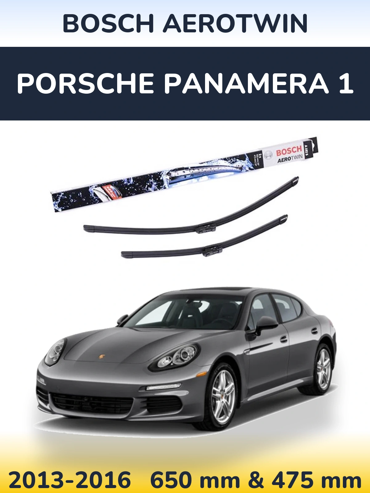 Sada předních stěračů BOSCH AeroTwin 650 a 475 mm pro Porsche Panamera 1 2013-2016