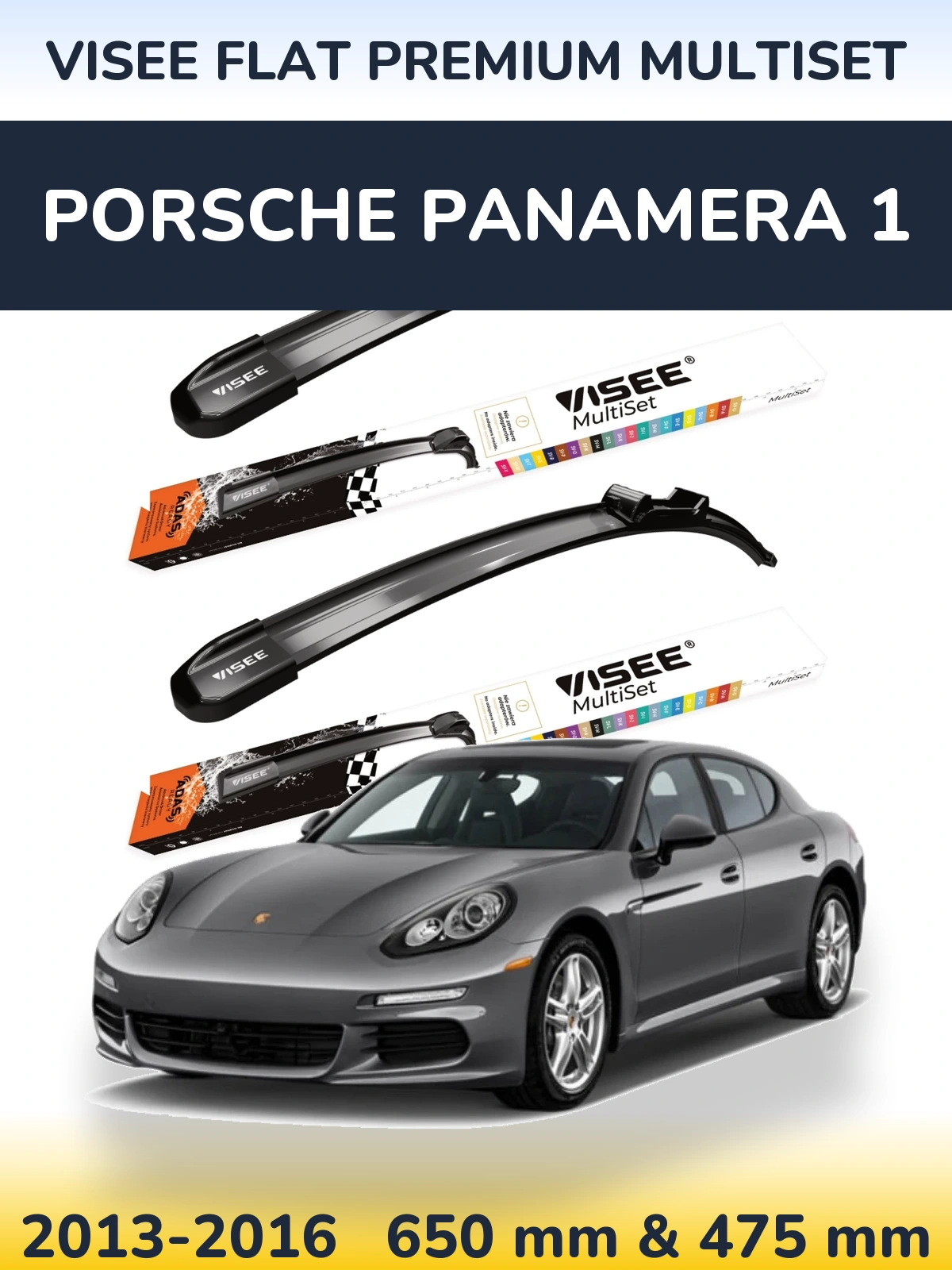 Sada předních stěračů VISEE FLAT PREMIUM MultiSet 650 a 475 mm pro Porsche Panamera 1 2013-2016