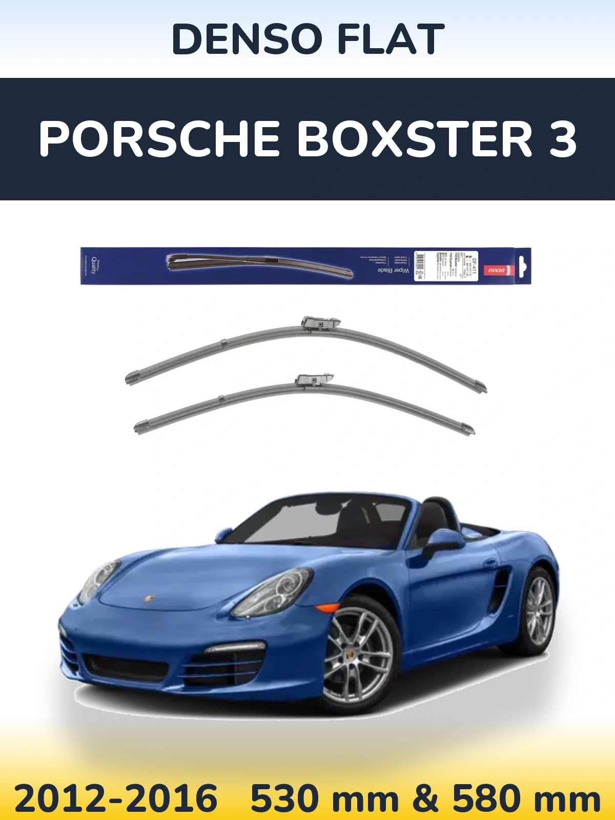 Sada předních stěračů Denso Flat 530 a 580 mm pro Porsche Boxster 3 2012-2016