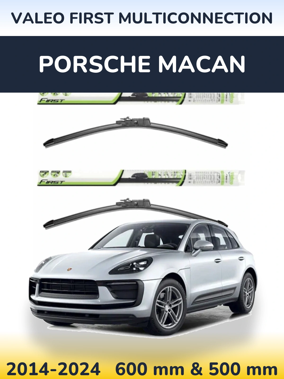 Sada předních stěračů Valeo First MultiConnection 600 a 500 mm pro Porsche Macan 2014-2024