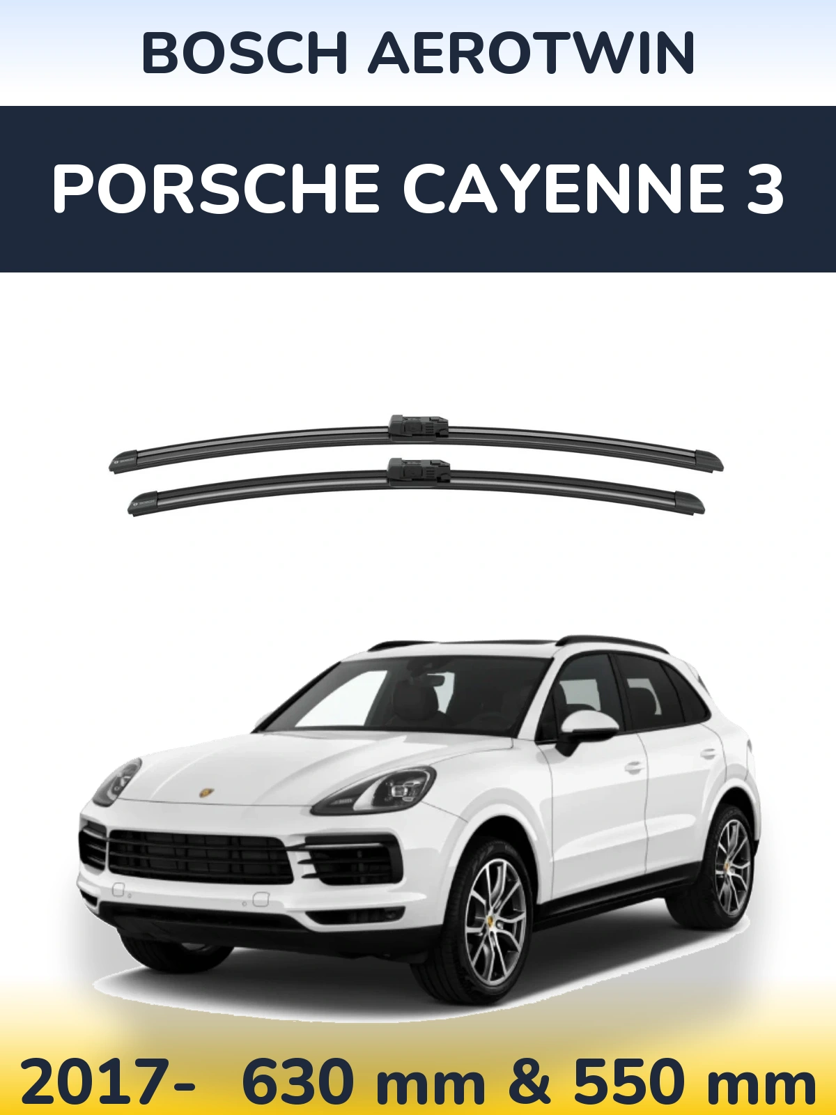 Комплект передніх щіток BOSCH AeroTwin 625 & 550 мм для Porsche Cayenne 3 2017-2026