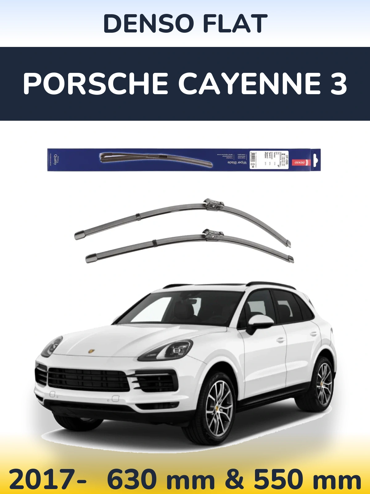 Sada předních stěračů Denso Flat 630 a 550 mm pro Porsche Cayenne 3 2017-2026