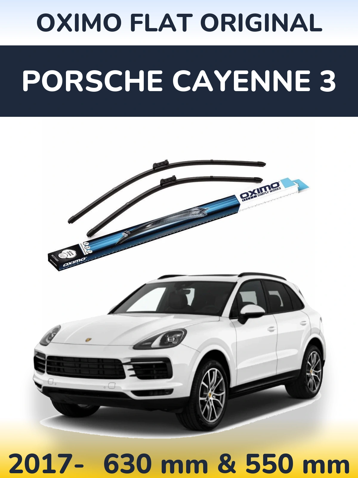 Комплект передніх щіток Oximo Flat Original 630 & 550 мм для Porsche Cayenne 3 2017-2026