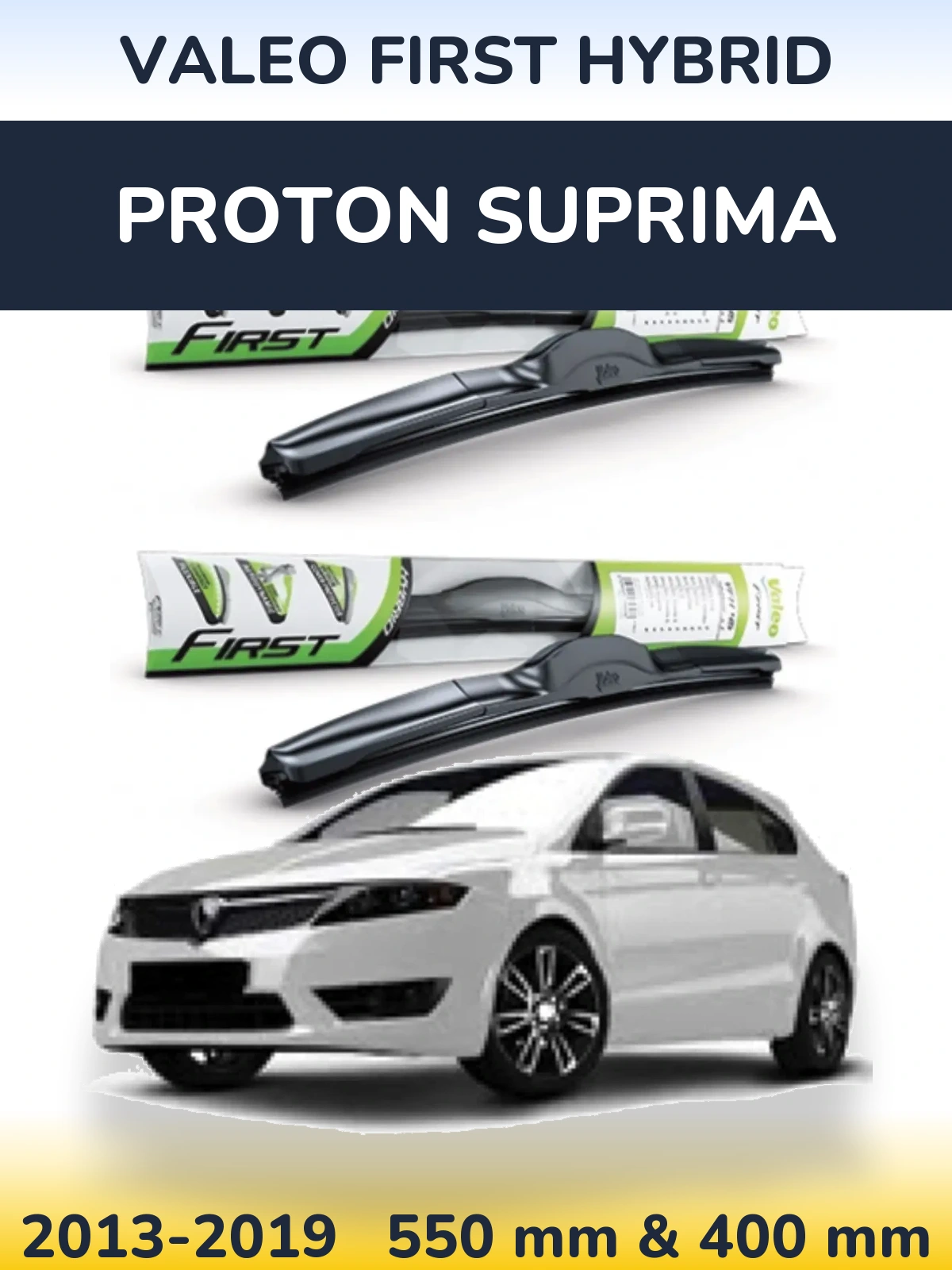 Sada předních stěračů Valeo First Hybrid 550 a 400 mm pro Proton Suprima 2013-2019