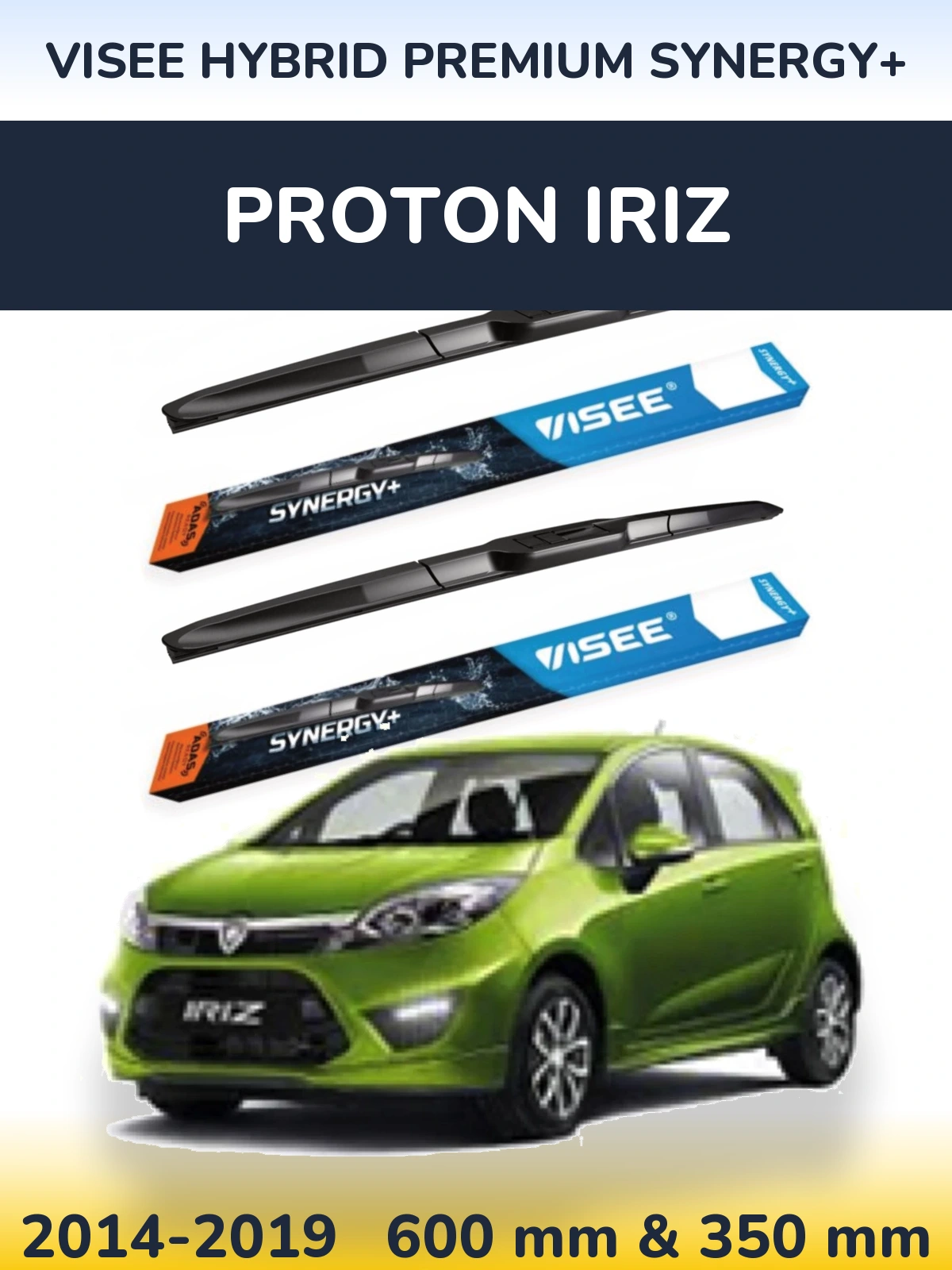 Sada předních stěračů VISEE HYBRID PREMIUM SYNERGY+ 600 a 350 mm pro Proton Iriz 2014-2019